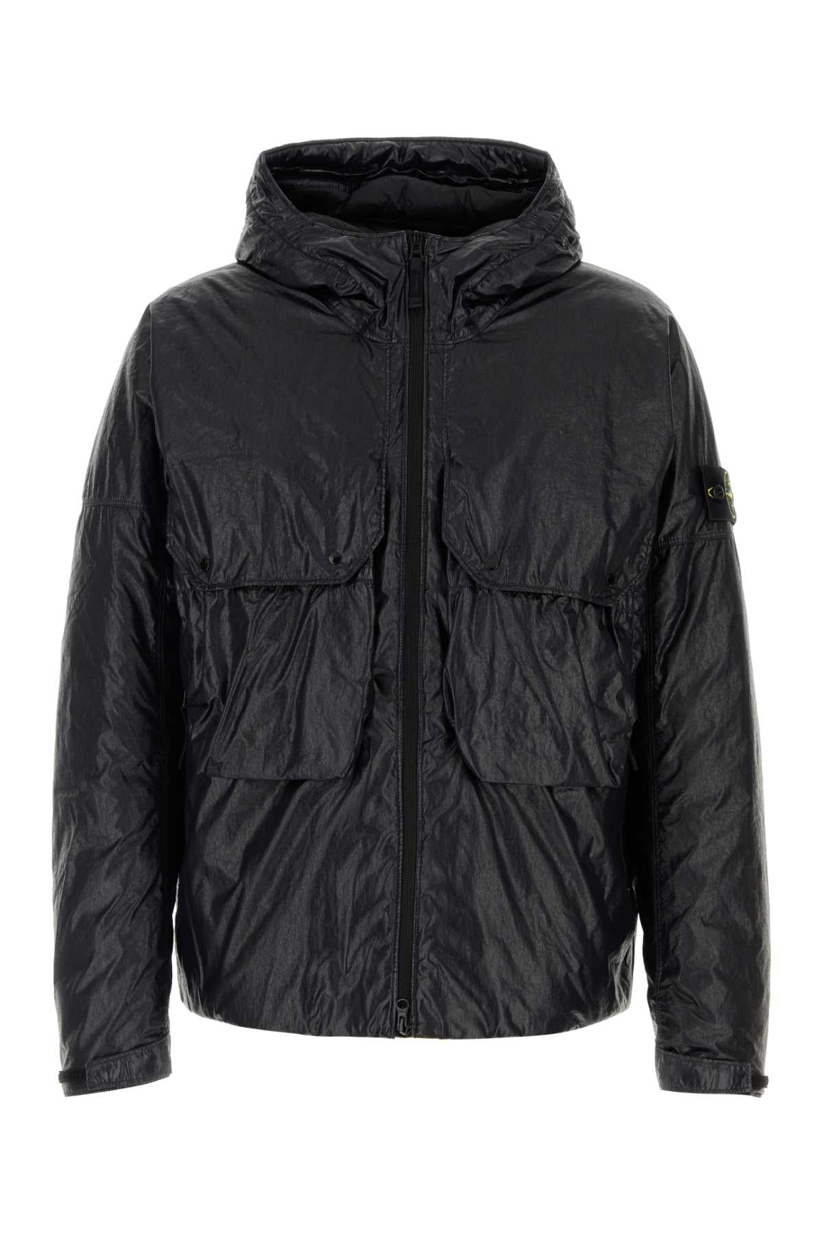 Stone Island Men Black Nylon Down Jacket STONE ISLAND