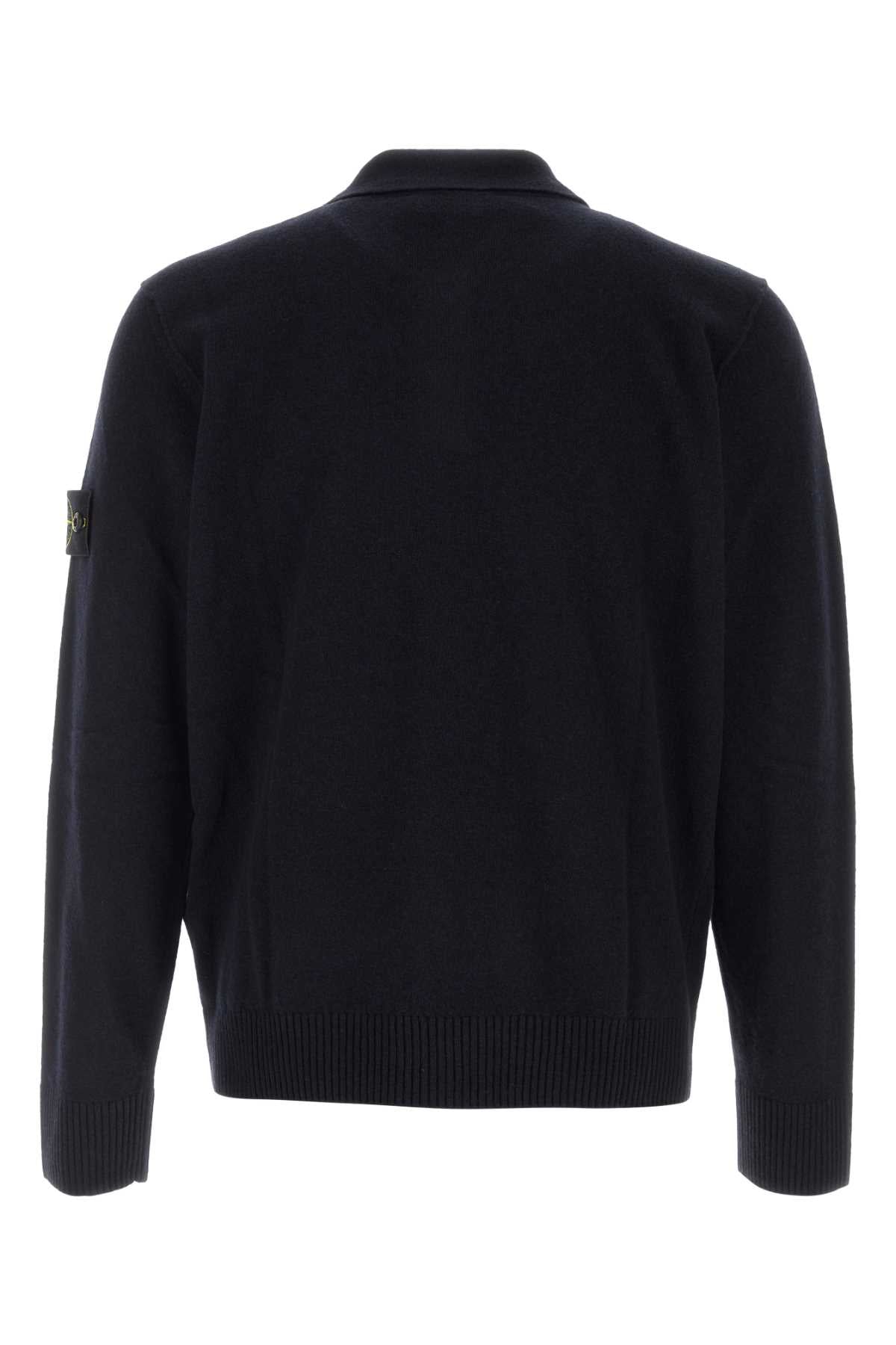 Stone Island Men Midnight Blue Wool Polo Shirt STONE ISLAND