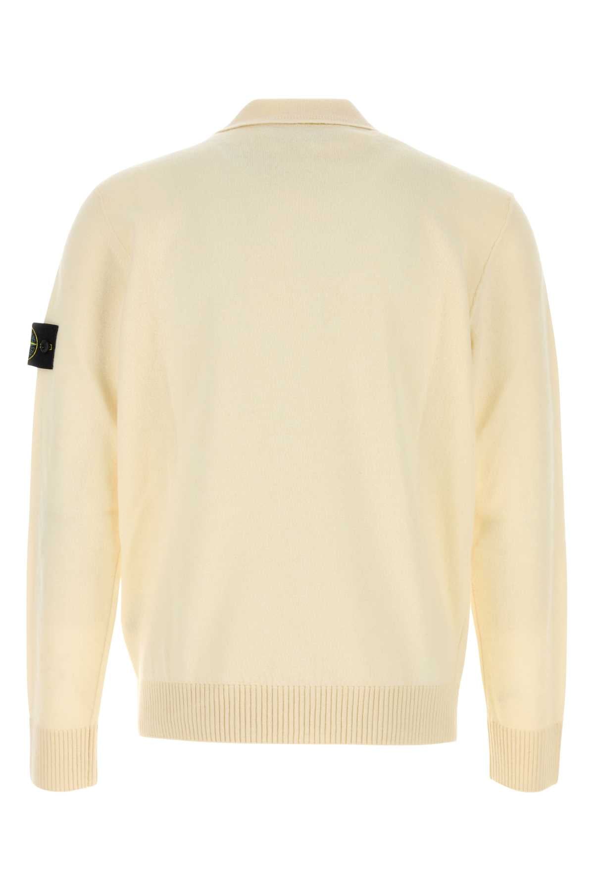 Stone Island Men Ivory Wool Polo Shirt STONE ISLAND