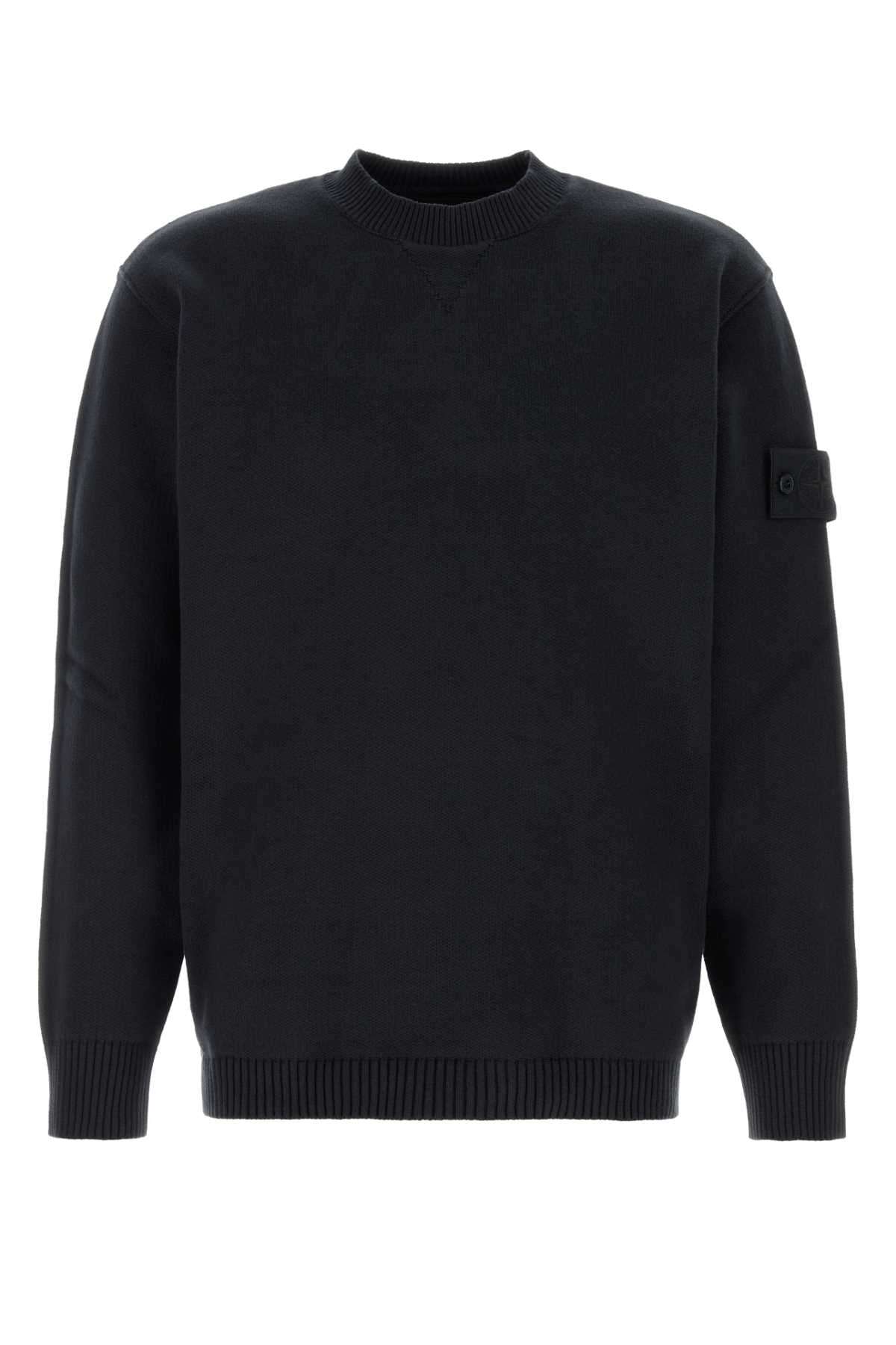 Stone Island Men Midnight Blue Stretch Cotton Sweater STONE ISLAND