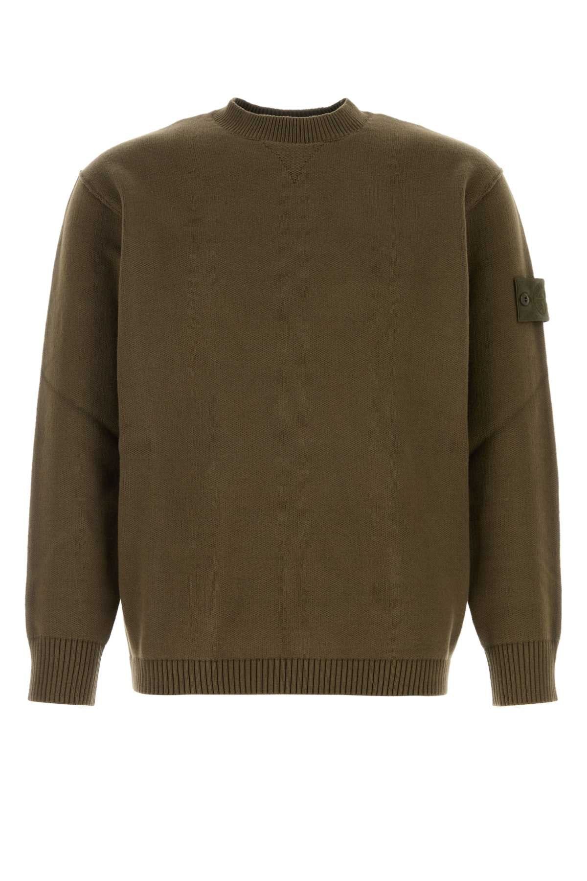 Stone Island Men Olive Green Stretch Cotton Sweater STONE ISLAND