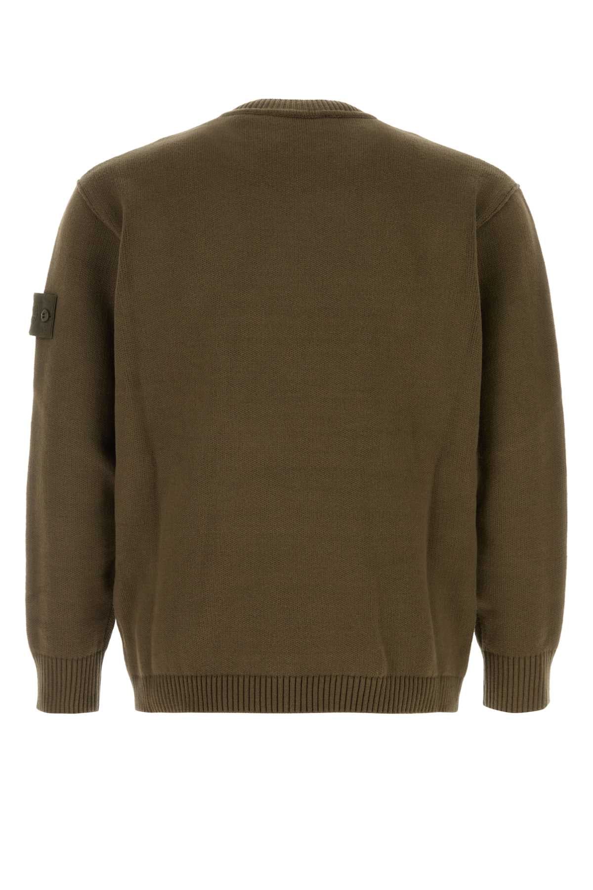 Stone Island Men Olive Green Stretch Cotton Sweater STONE ISLAND