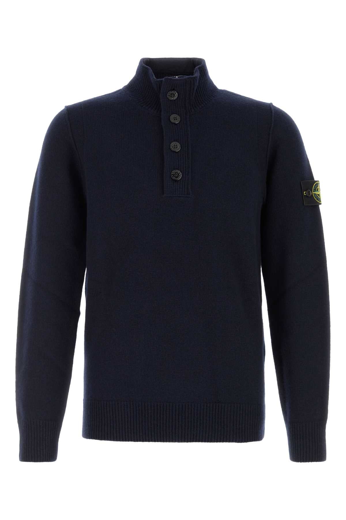 Stone Island Men Midnight Blue Wool Blend Sweater STONE ISLAND