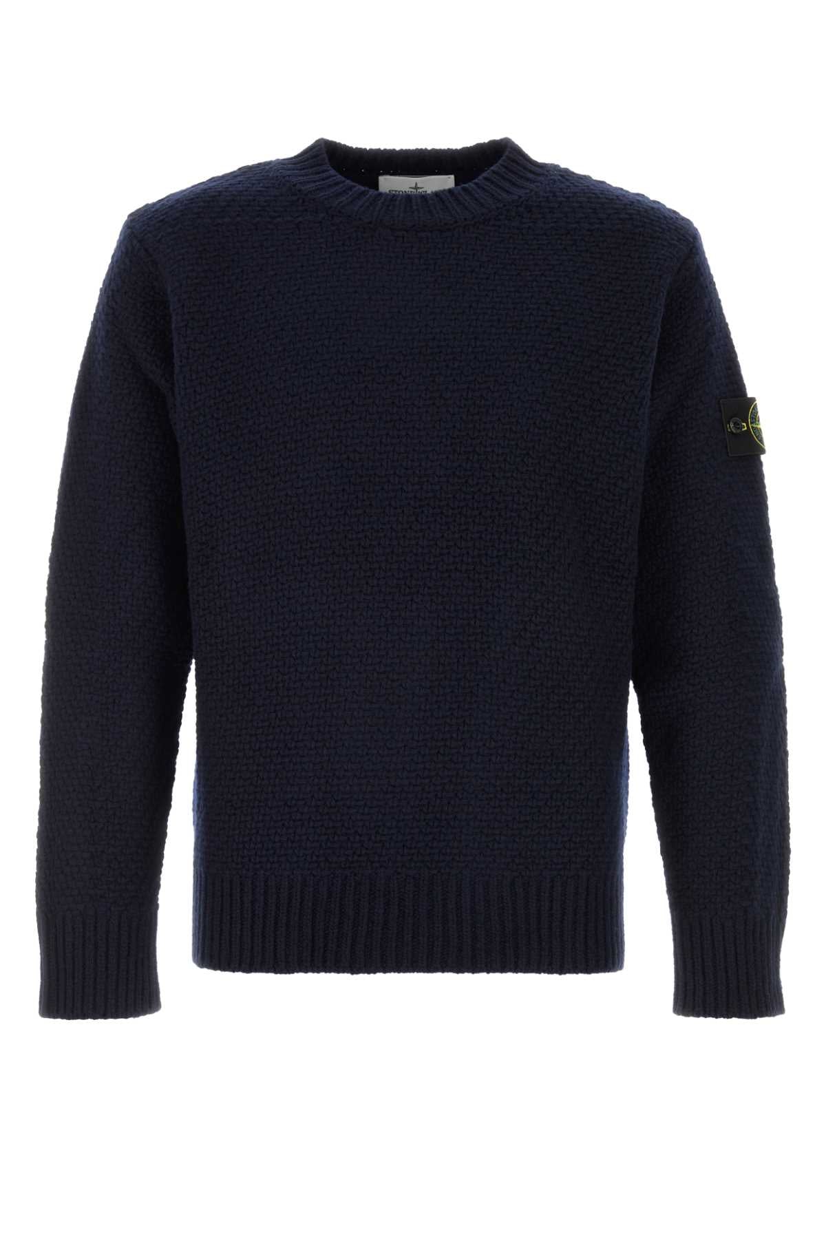 Stone Island Men Midnight Blue Wool Blend Sweater STONE ISLAND