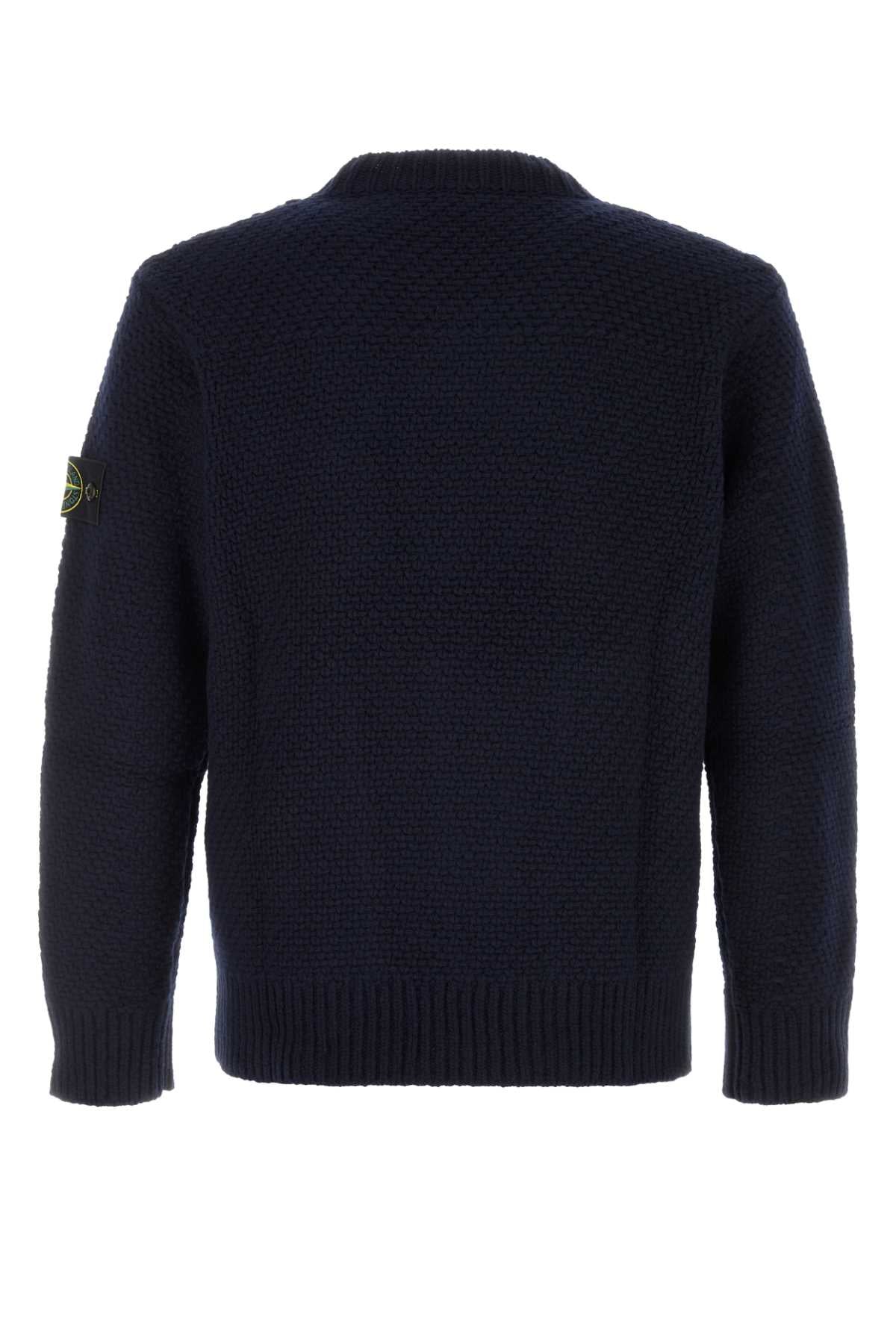 Stone Island Men Midnight Blue Wool Blend Sweater STONE ISLAND