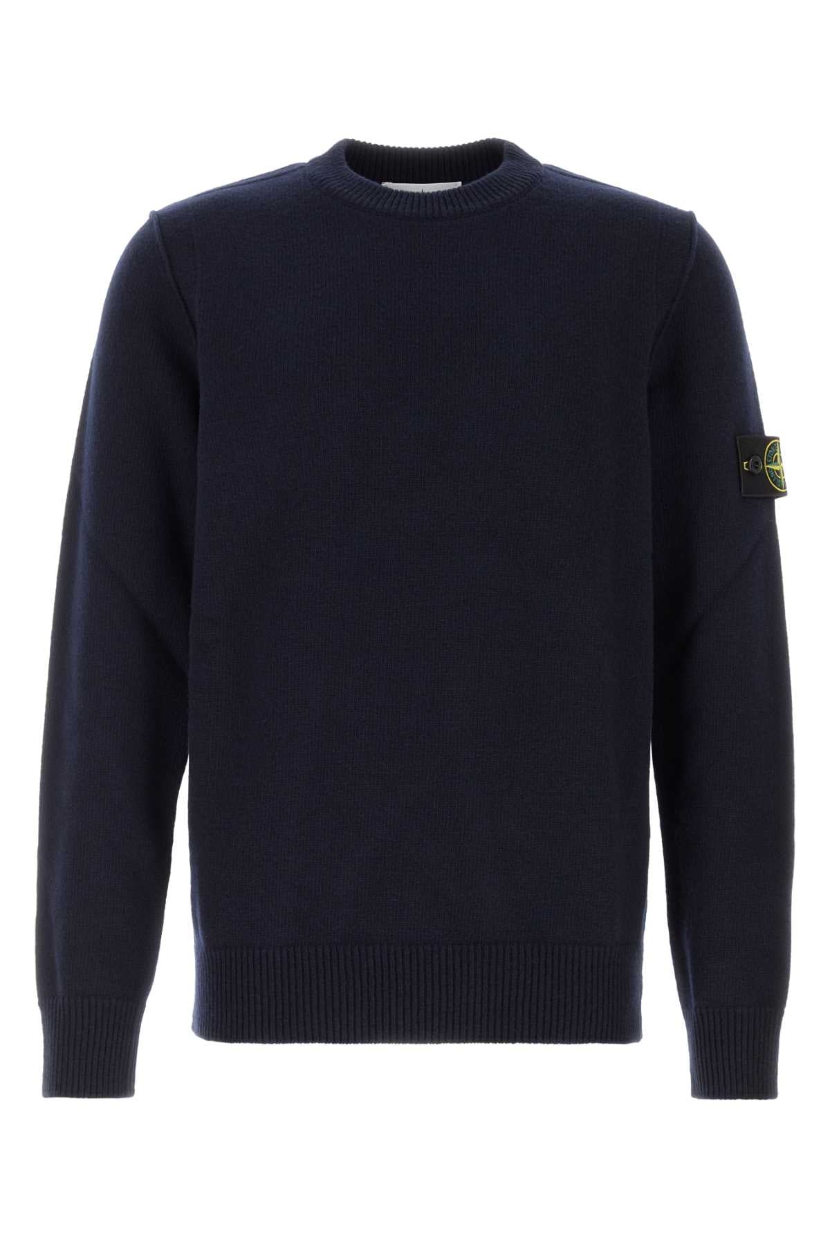 Stone Island Men Midnight Blue Wool Blend Sweater STONE ISLAND