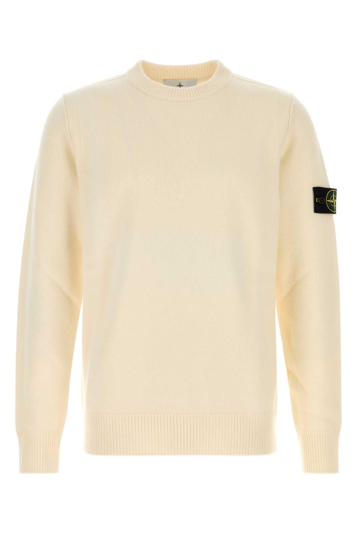 Stone Island Men Ivory Wool Blend Sweater STONE ISLAND