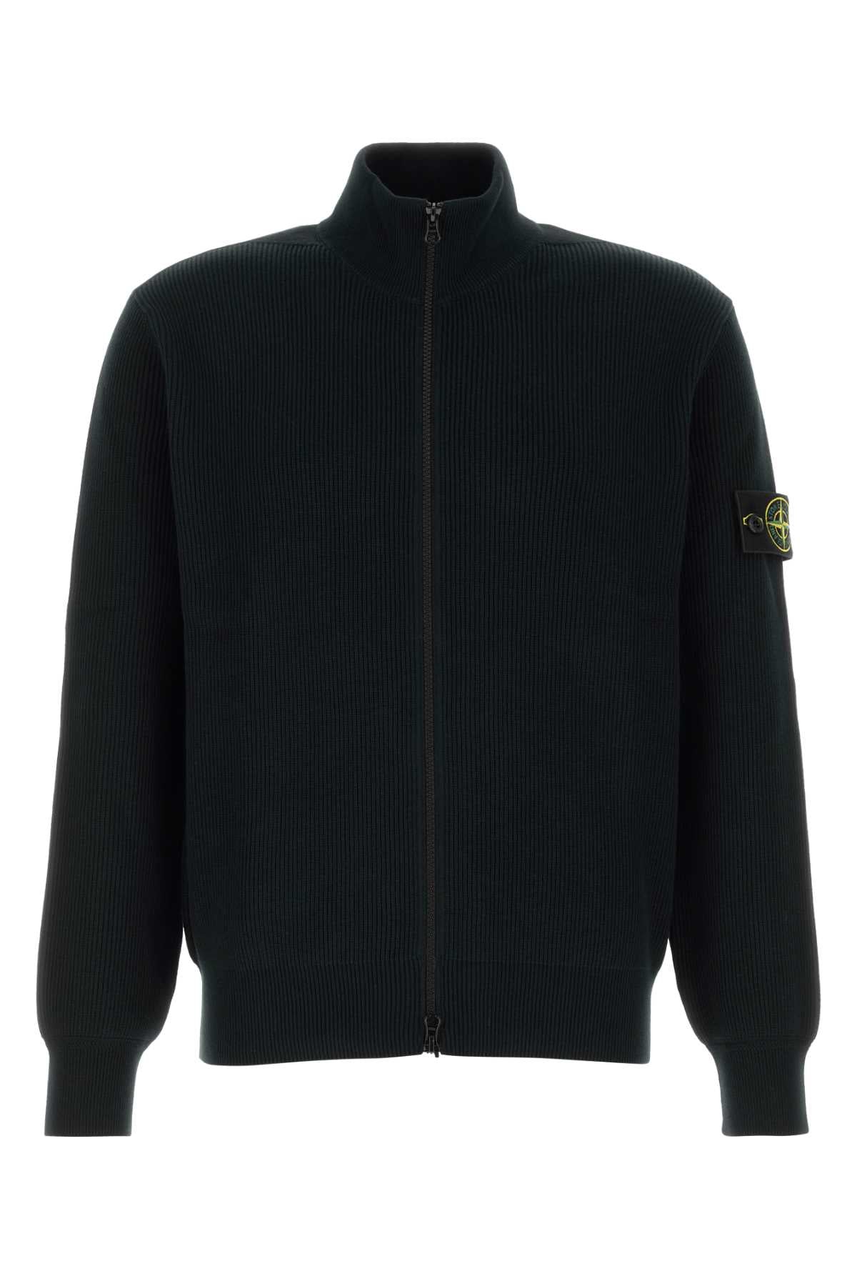 Stone Island Men Black Cotton Cardigan STONE ISLAND