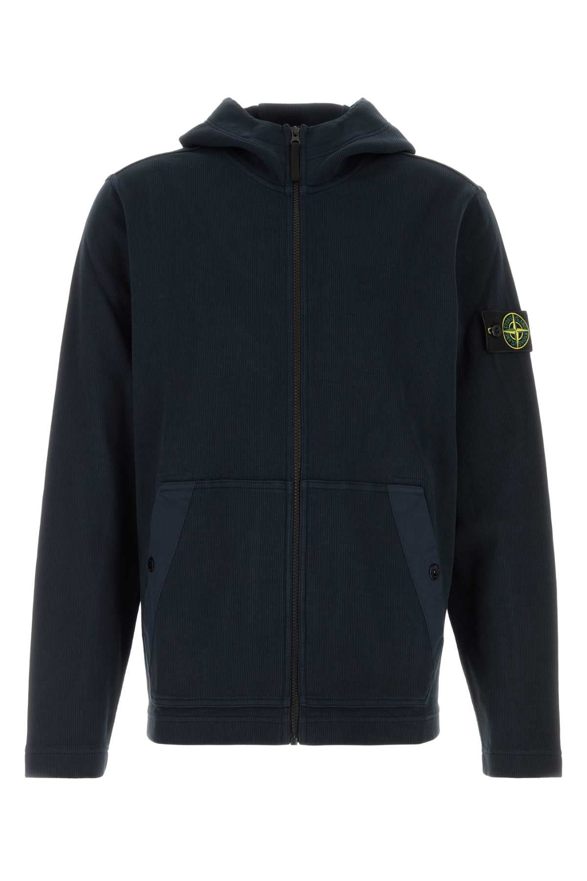 Stone Island Men Navy Blue Cotton Sweatshirt STONE ISLAND
