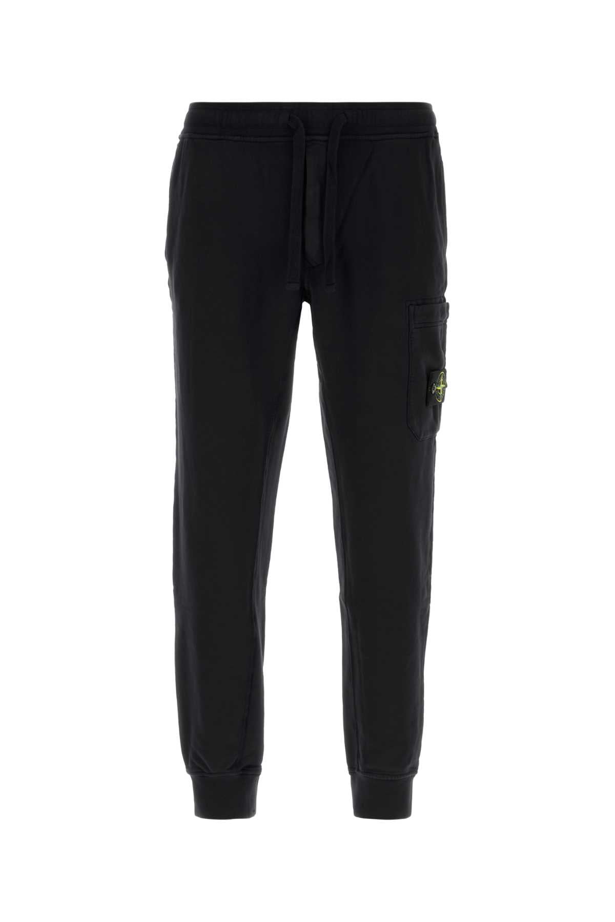 Stone Island Men Black Cotton Joggers STONE ISLAND