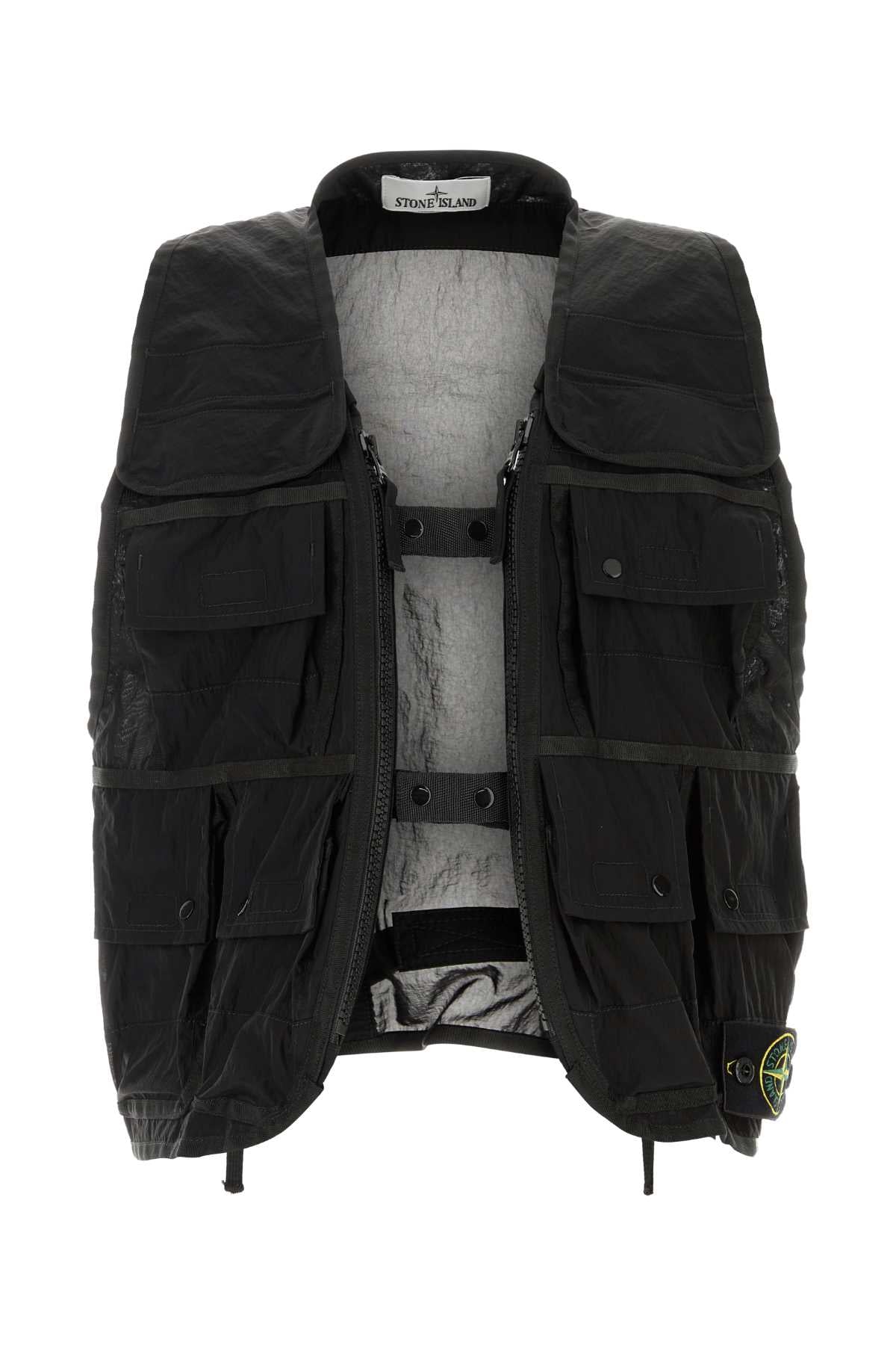 Stone Island Men Black Nylon Vest STONE ISLAND