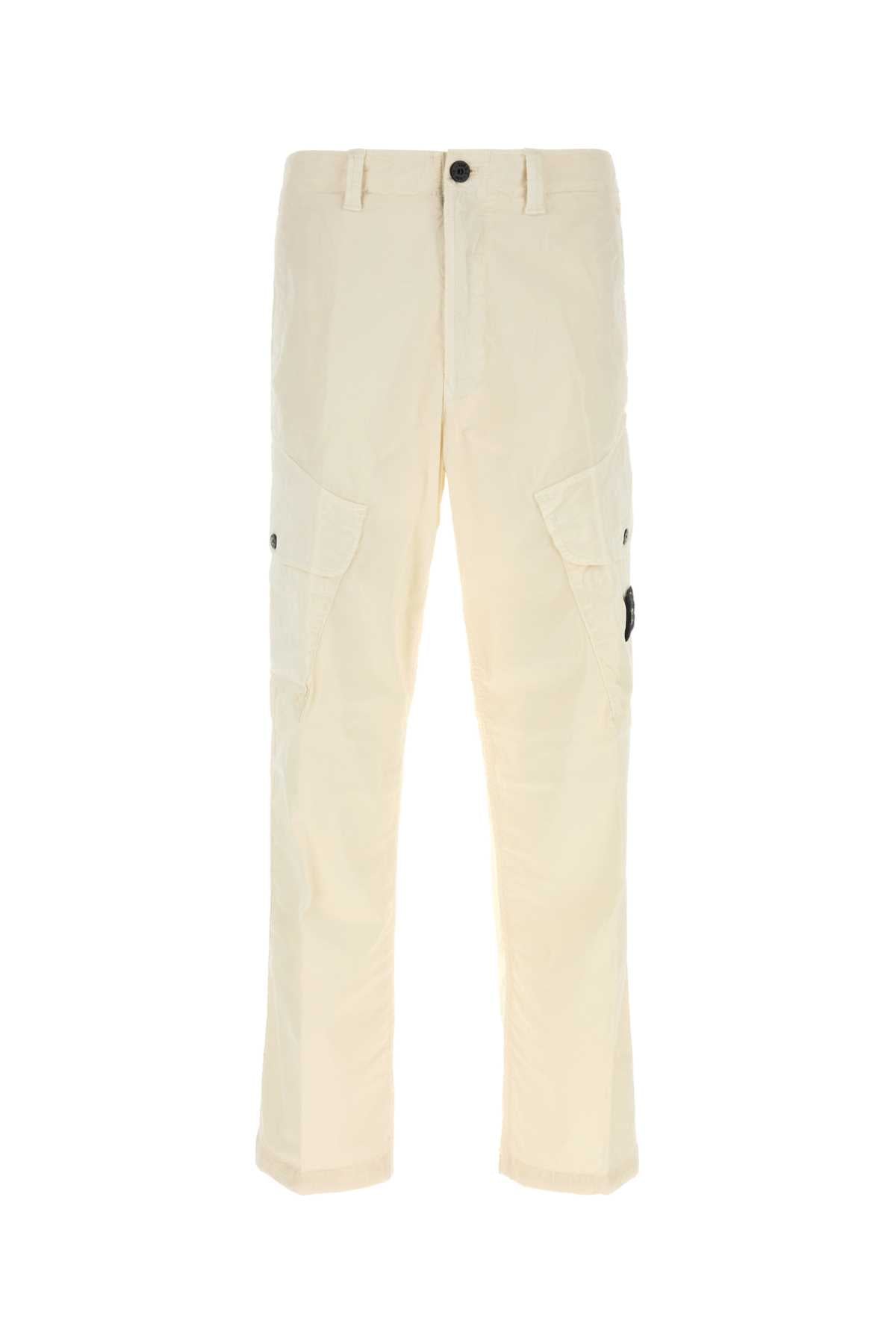Stone Island Men Ivory Stretch Cotton Cargo Pant STONE ISLAND