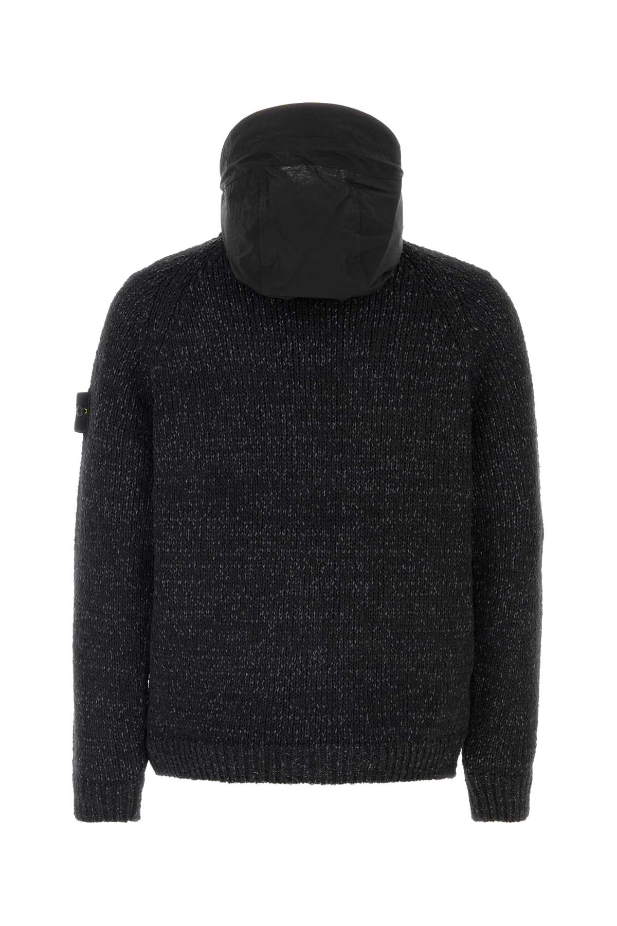 Stone Island Men Melange Black Cotton Blend Reversible Jacket STONE ISLAND
