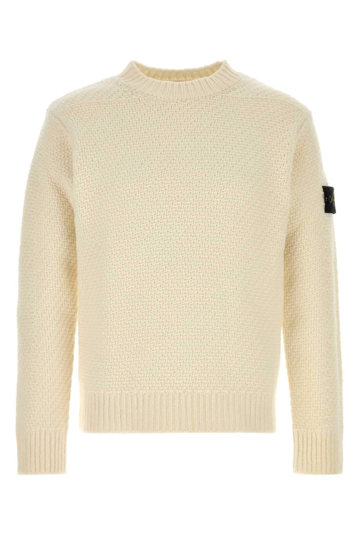 Stone Island Men White Wool Blend Sweater STONE ISLAND