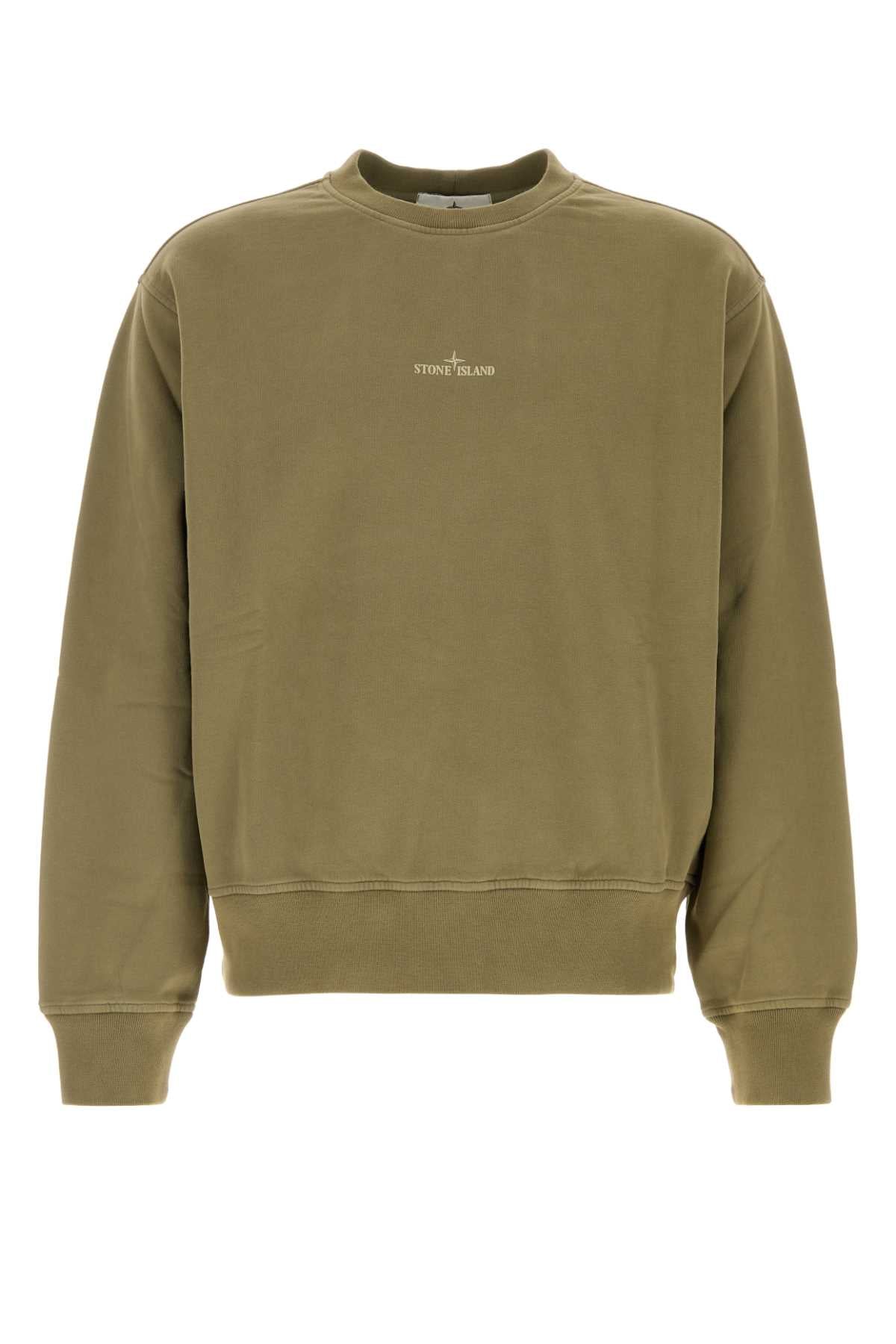 Stone Island Men Army Green Cotton Sweatshirt STONE ISLAND