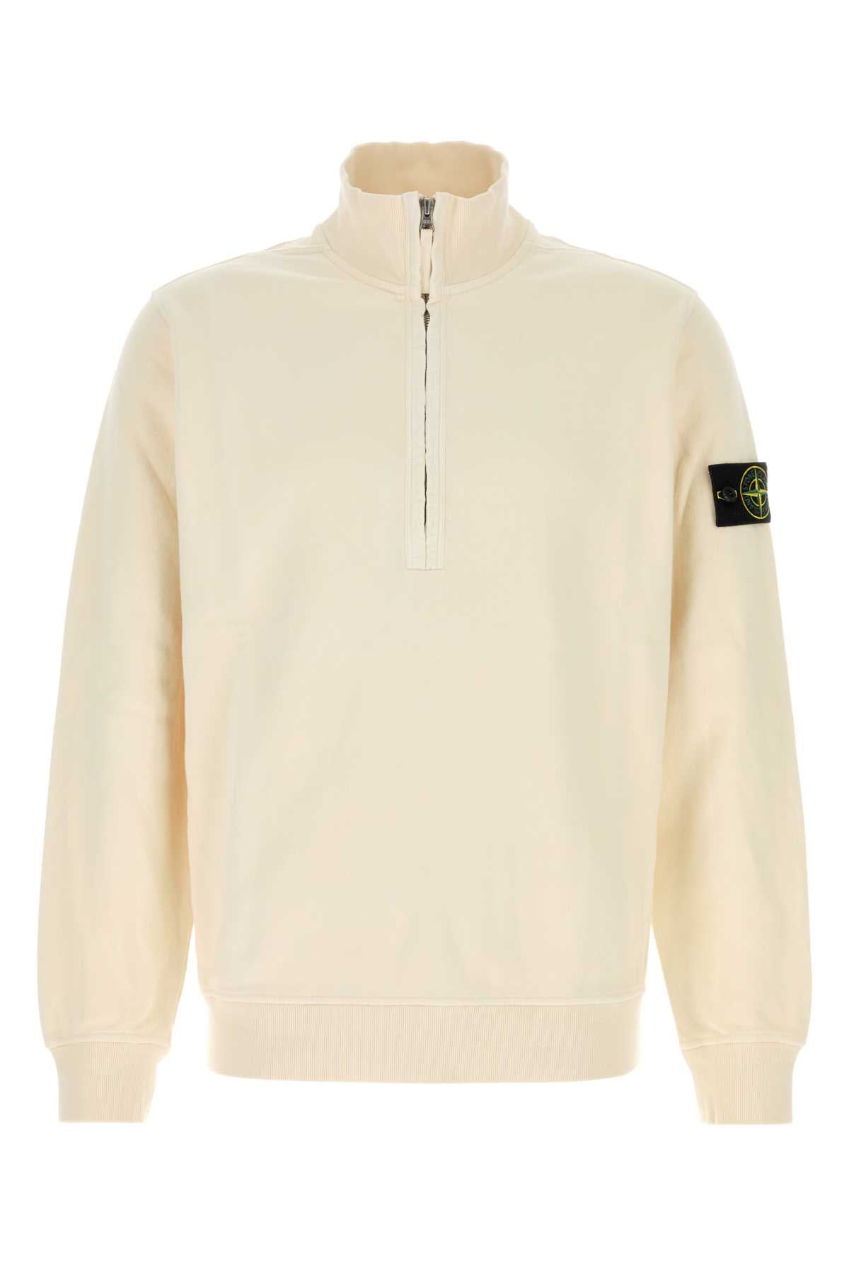 Stone Island Men Ivory Cotton Sweatshirt STONE ISLAND