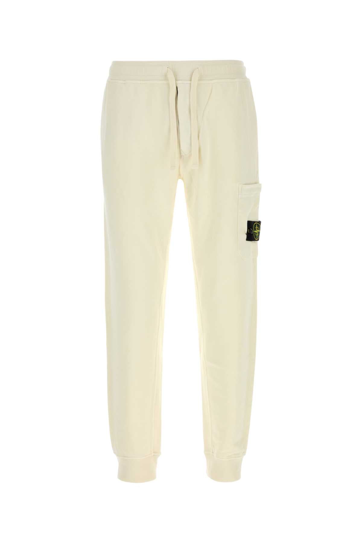 Stone Island Men Ivory Cotton Joggers STONE ISLAND