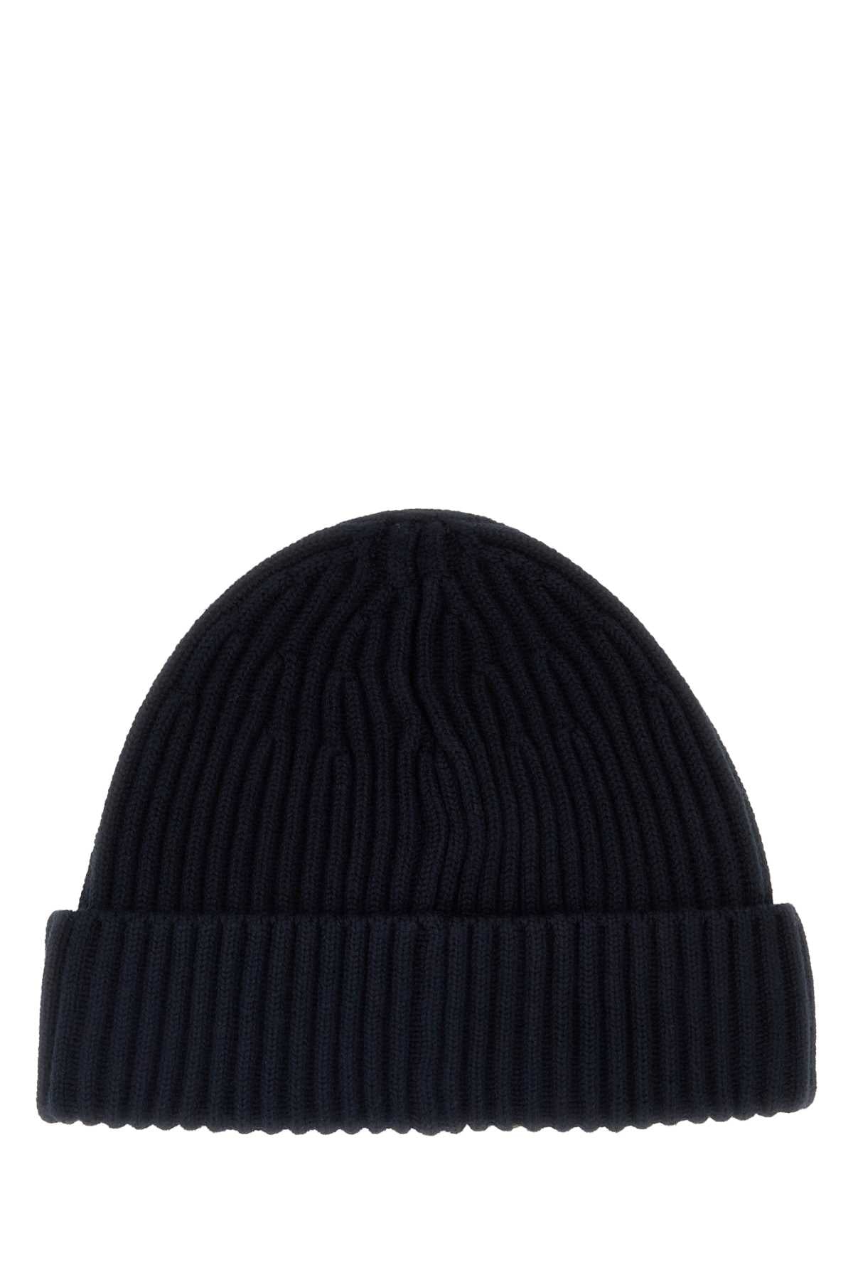 Stone Island Men Midnight Blue Wool Beanie Hat STONE ISLAND