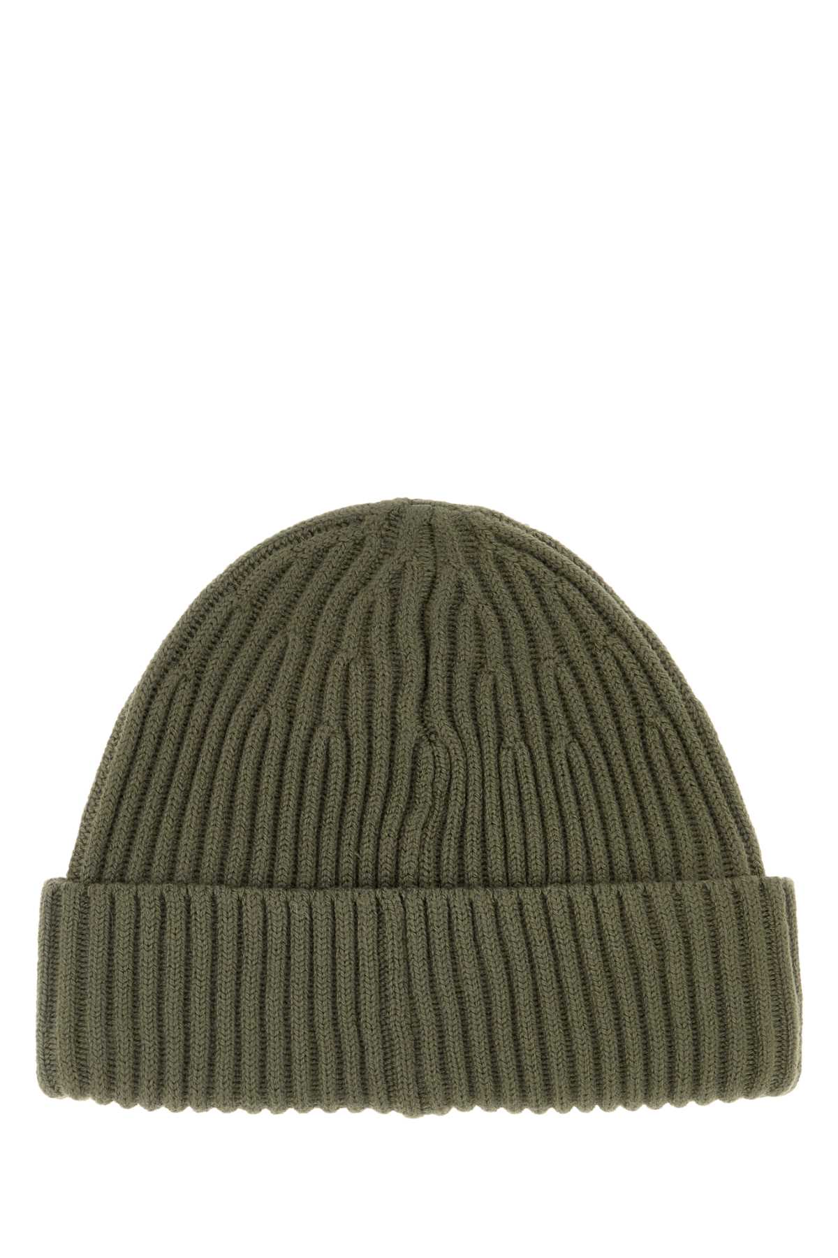 Stone Island Men Army Green Wool Beanie Hat STONE ISLAND
