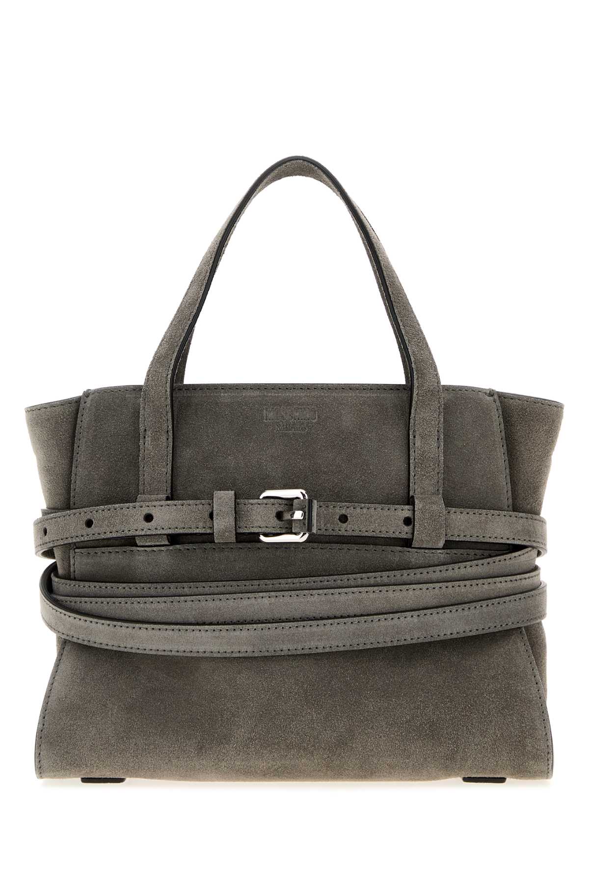 Moschino Women Grey Suede Moschino Tie Me Handbag MOSCHINO