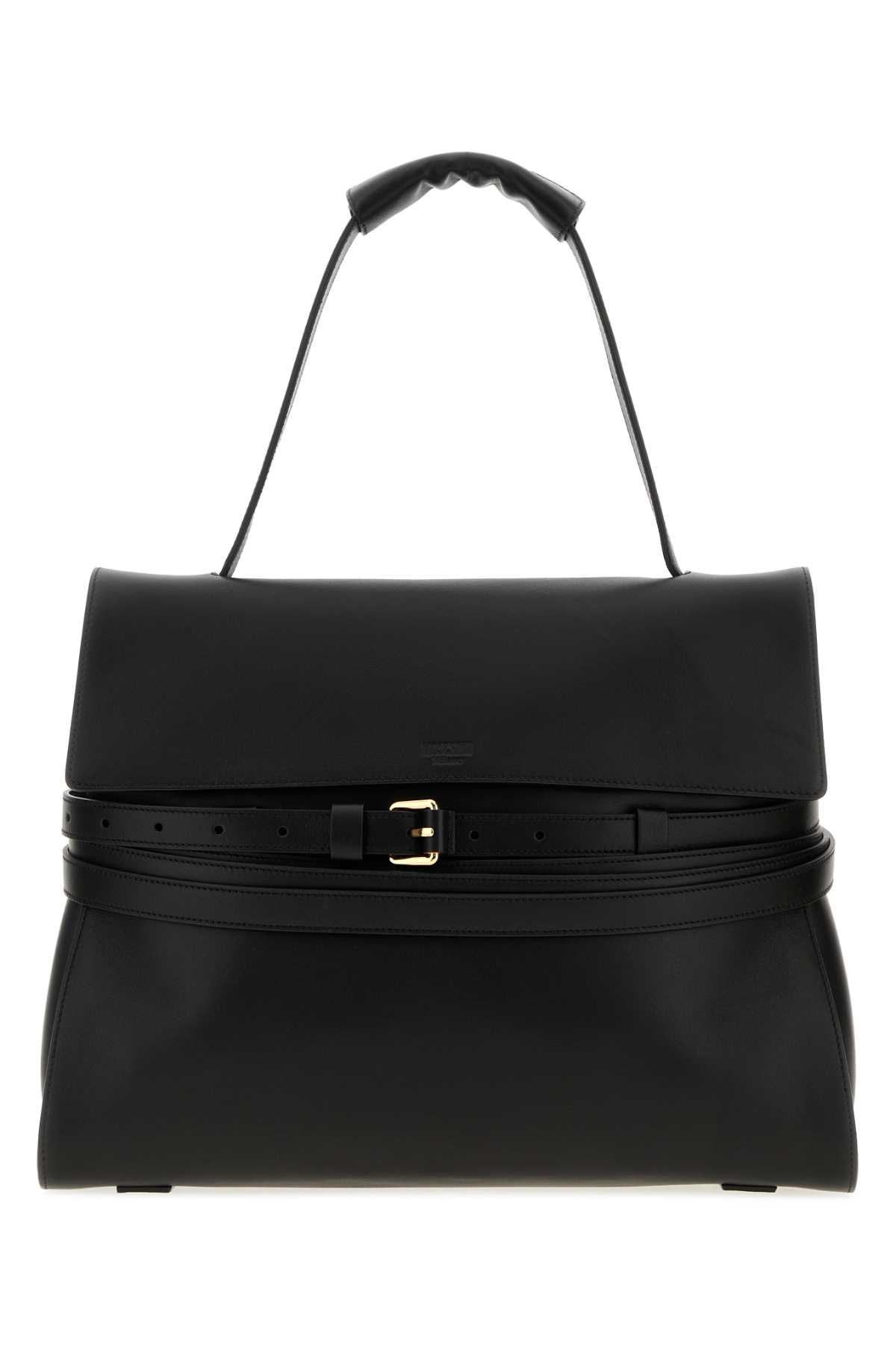 Moschino Women Black Leather Medium Moschino Tie Me Handbag MOSCHINO