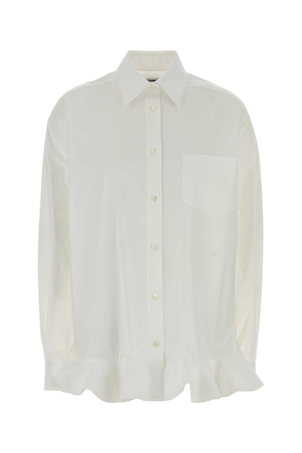 Moschino Women White Stretch Poplin Shirt MOSCHINO