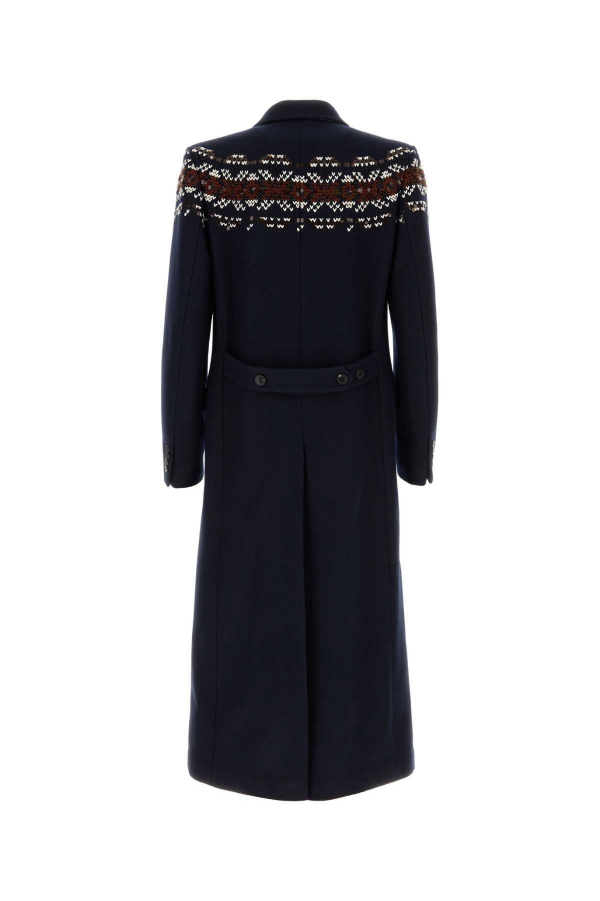 Dries Van Noten Men Navy Blue Wool Blend Coat DRIES VAN NOTEN