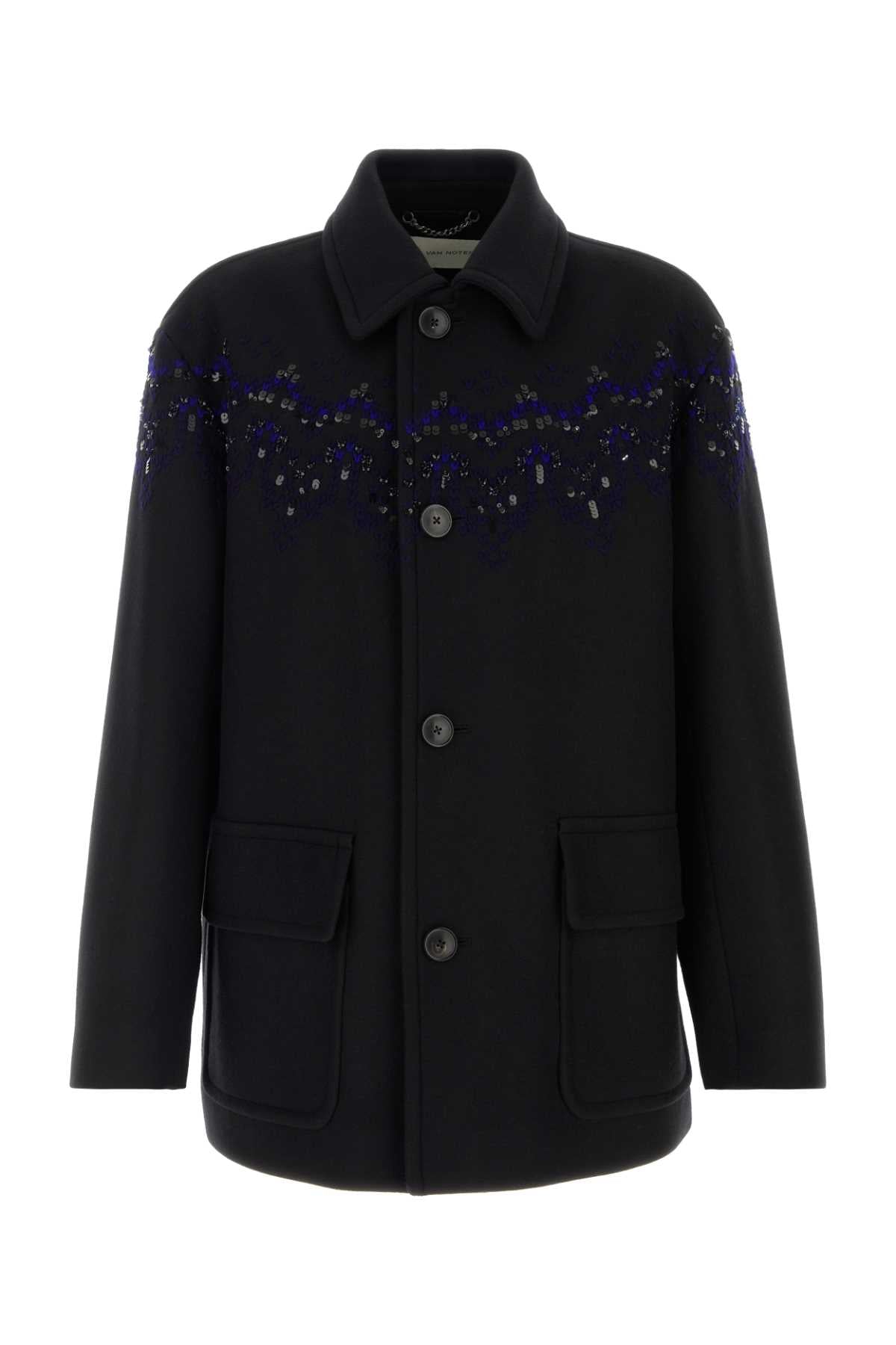 Dries Van Noten Men Black Wool Blend Randale Coat DRIES VAN NOTEN