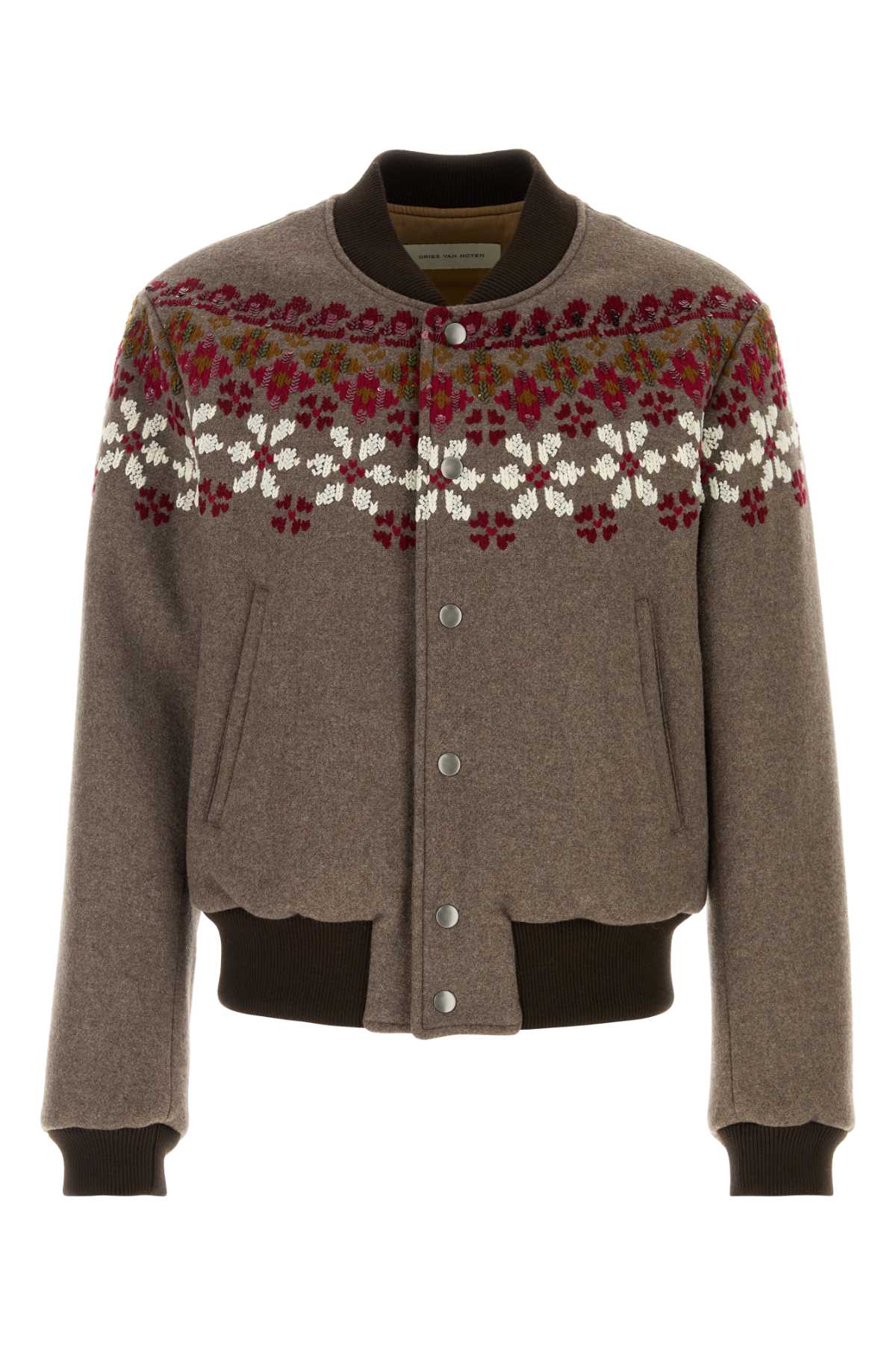 Dries Van Noten Men Mud Wool Blend Valtor Bomber Jacket DRIES VAN NOTEN