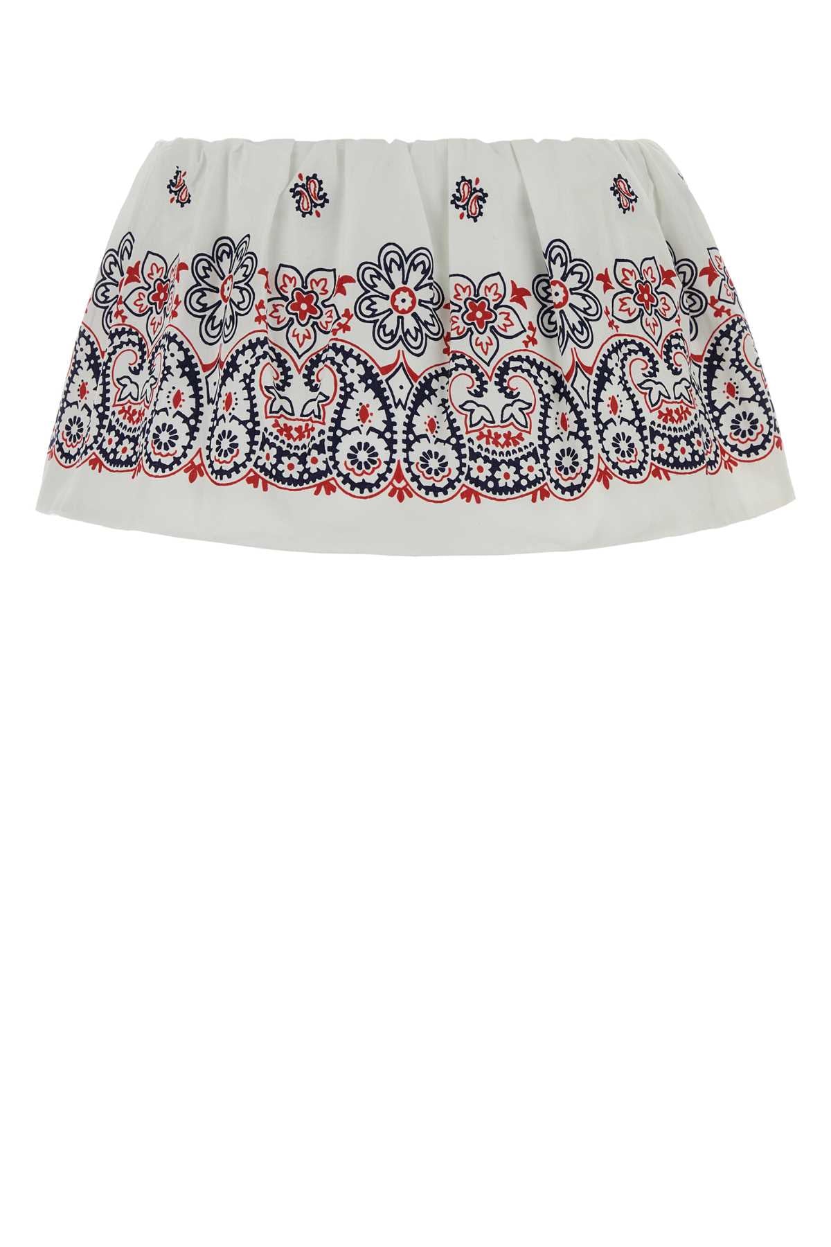 Miu Miu Women Printed Cotton Blend Mini Skirt MIU MIU