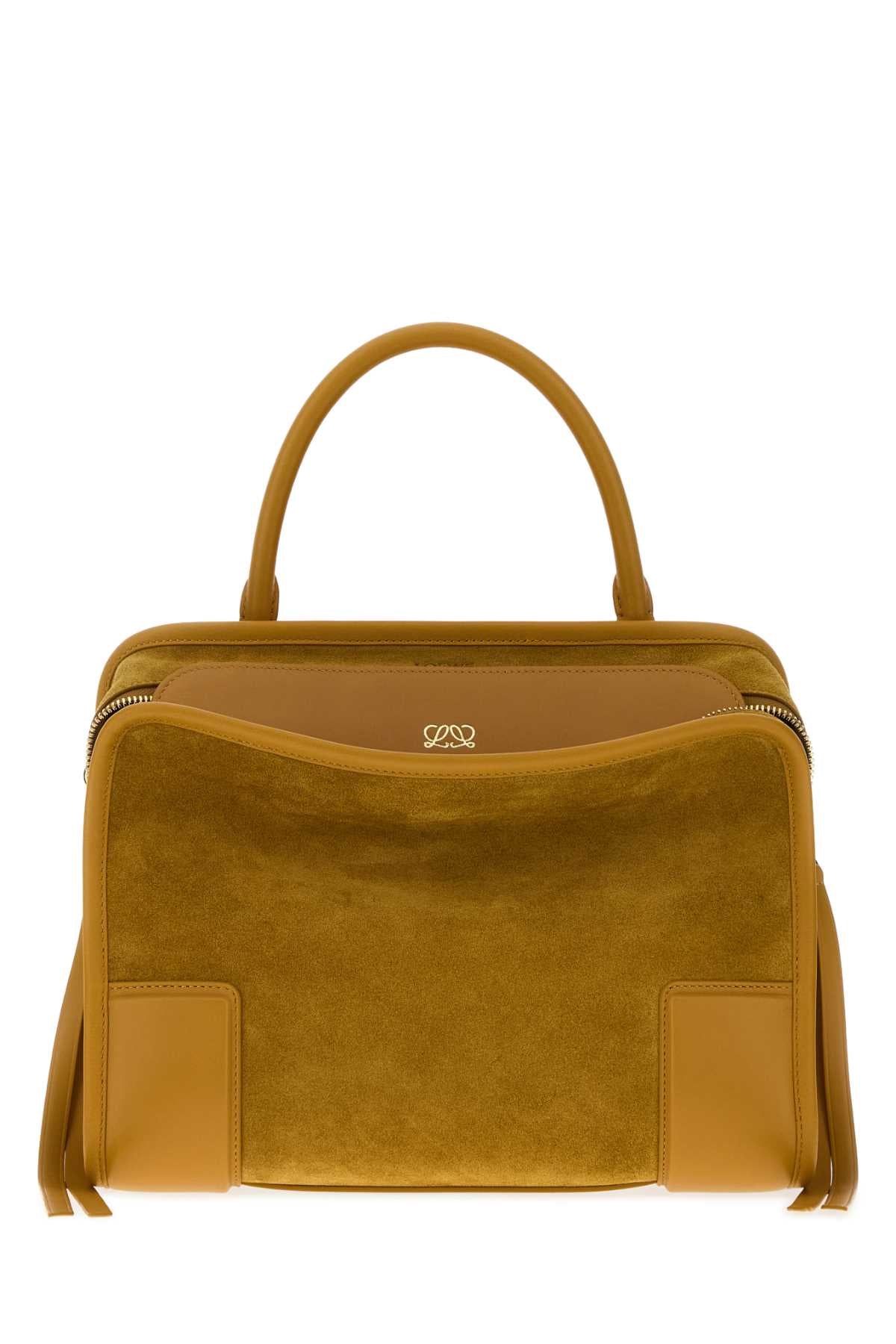 Loewe Women Mustard Suede Medium Amazona 180  Handbag LOEWE