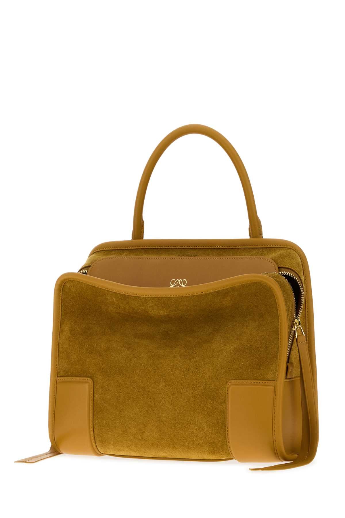 Loewe Women Mustard Suede Medium Amazona 180  Handbag LOEWE