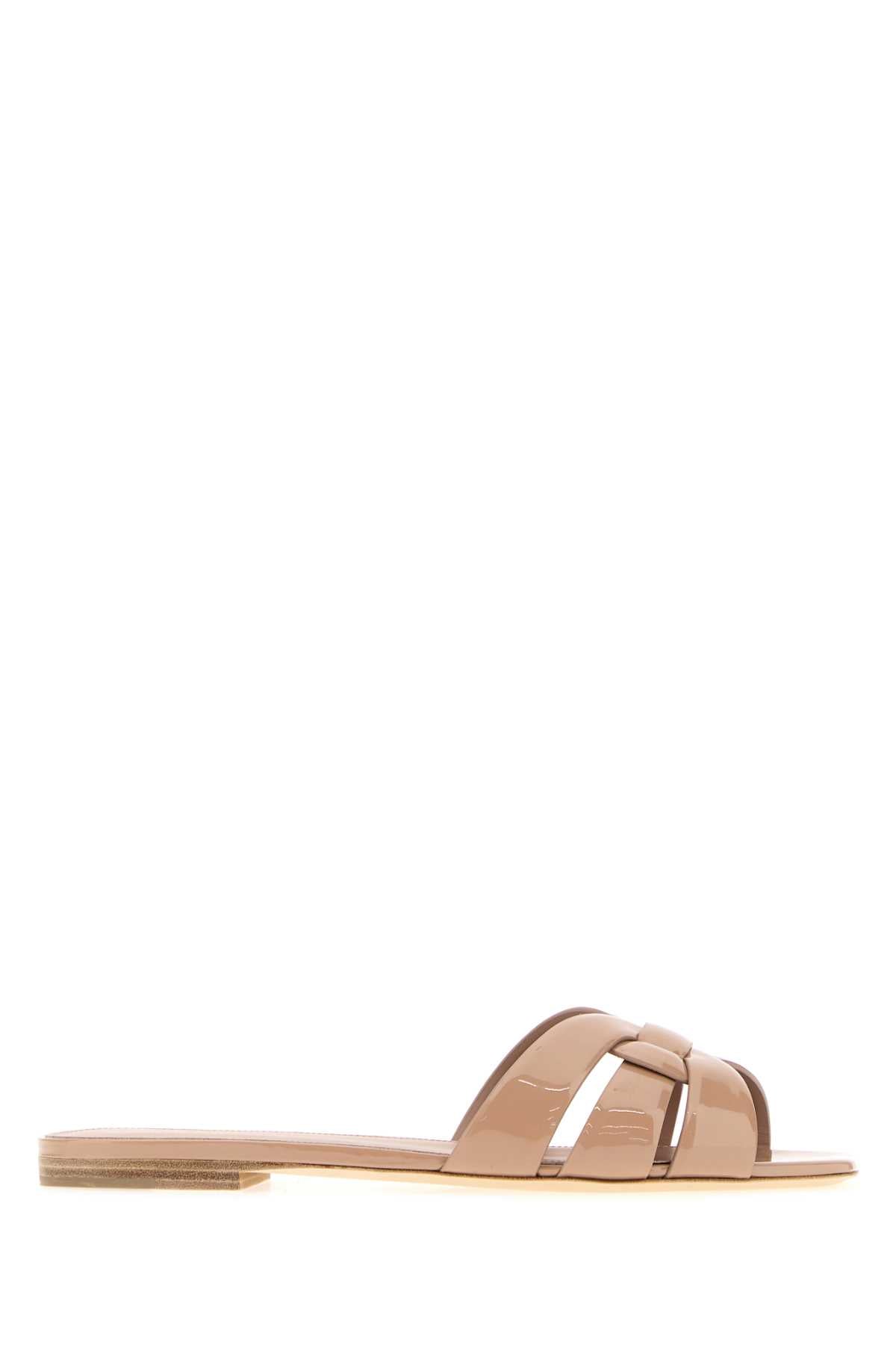 Saint Laurent Women Skin Pink Leather Tribute Slippers SAINT LAURENT