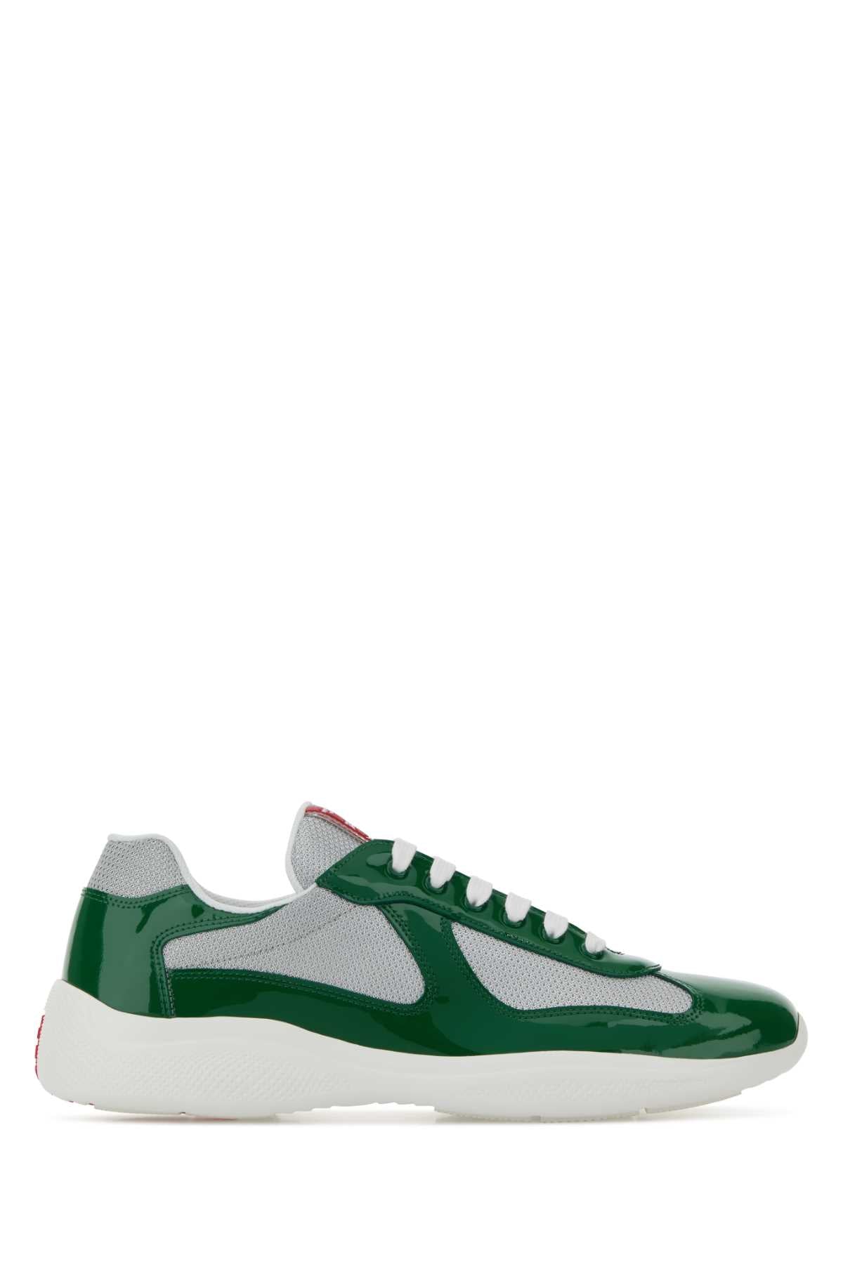 Prada Men Two-Tone Leather And Fabric Prada America S Cup Sneakers PRADA