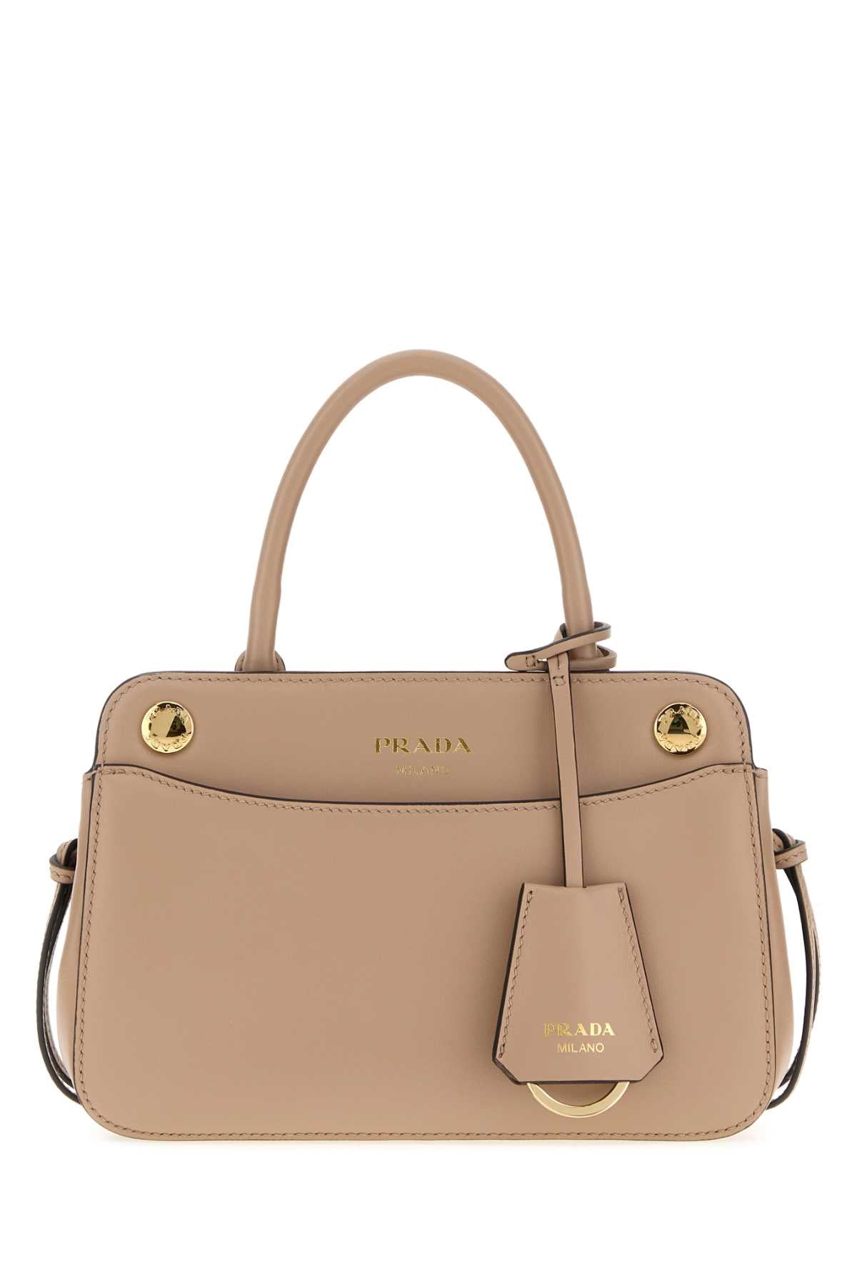 Prada Women Beige Leather Mini Prada Carry Handbag PRADA