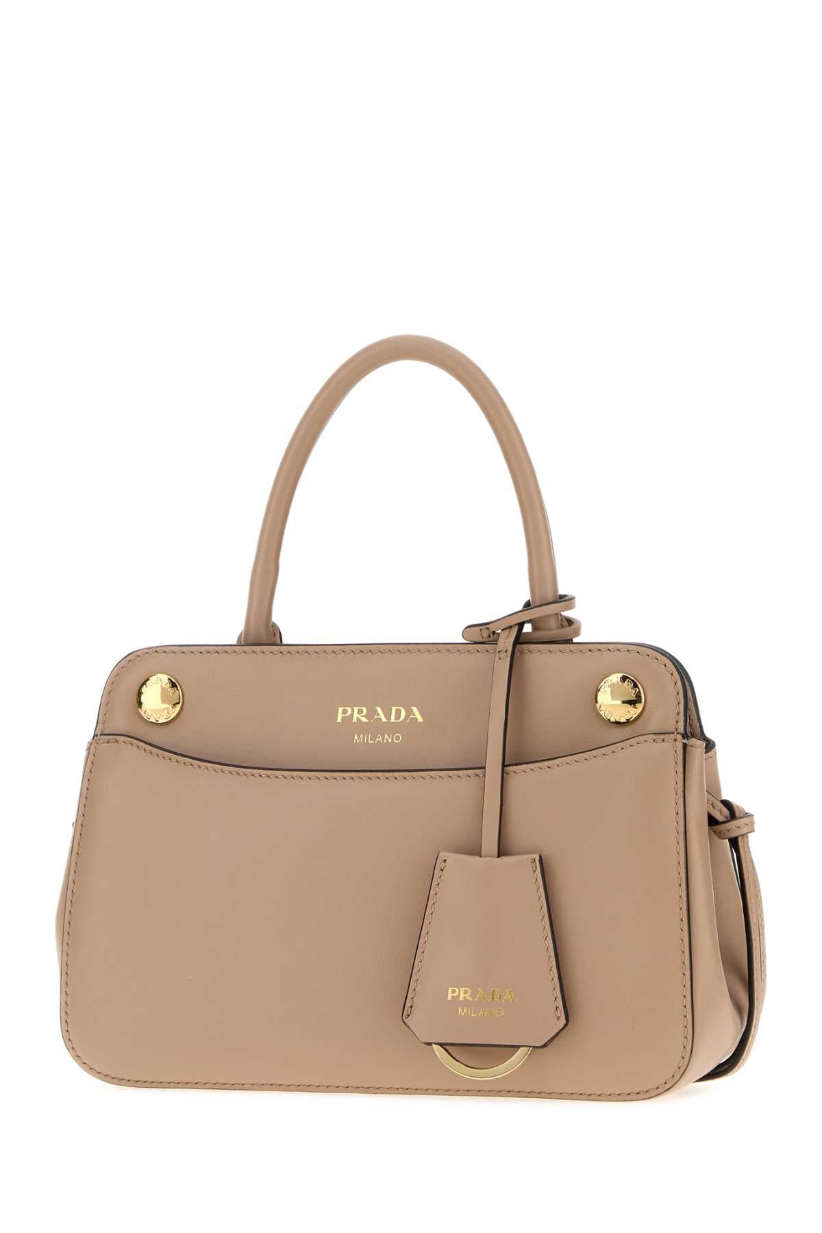 Prada Women Beige Leather Mini Prada Carry Handbag PRADA
