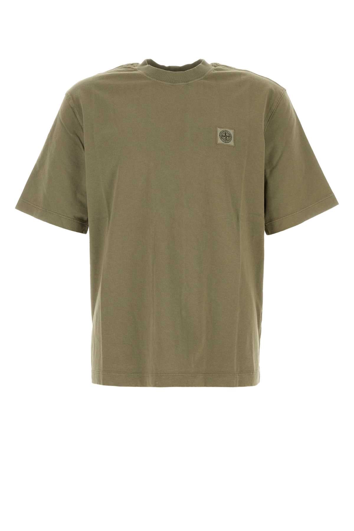 Stone Island Men Olive Green Cotton T-Shirt STONE ISLAND