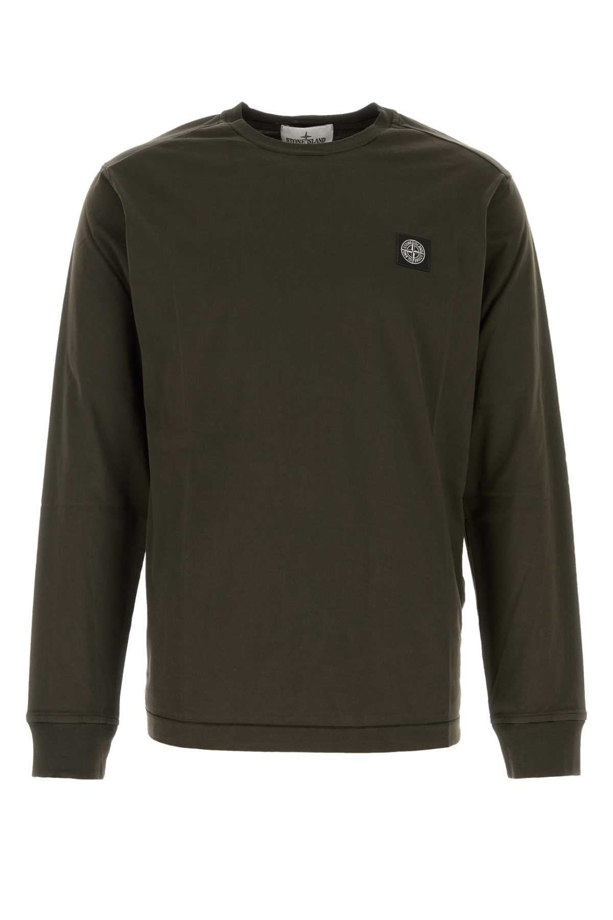 Stone Island Men Khaki Cotton T-Shirt STONE ISLAND