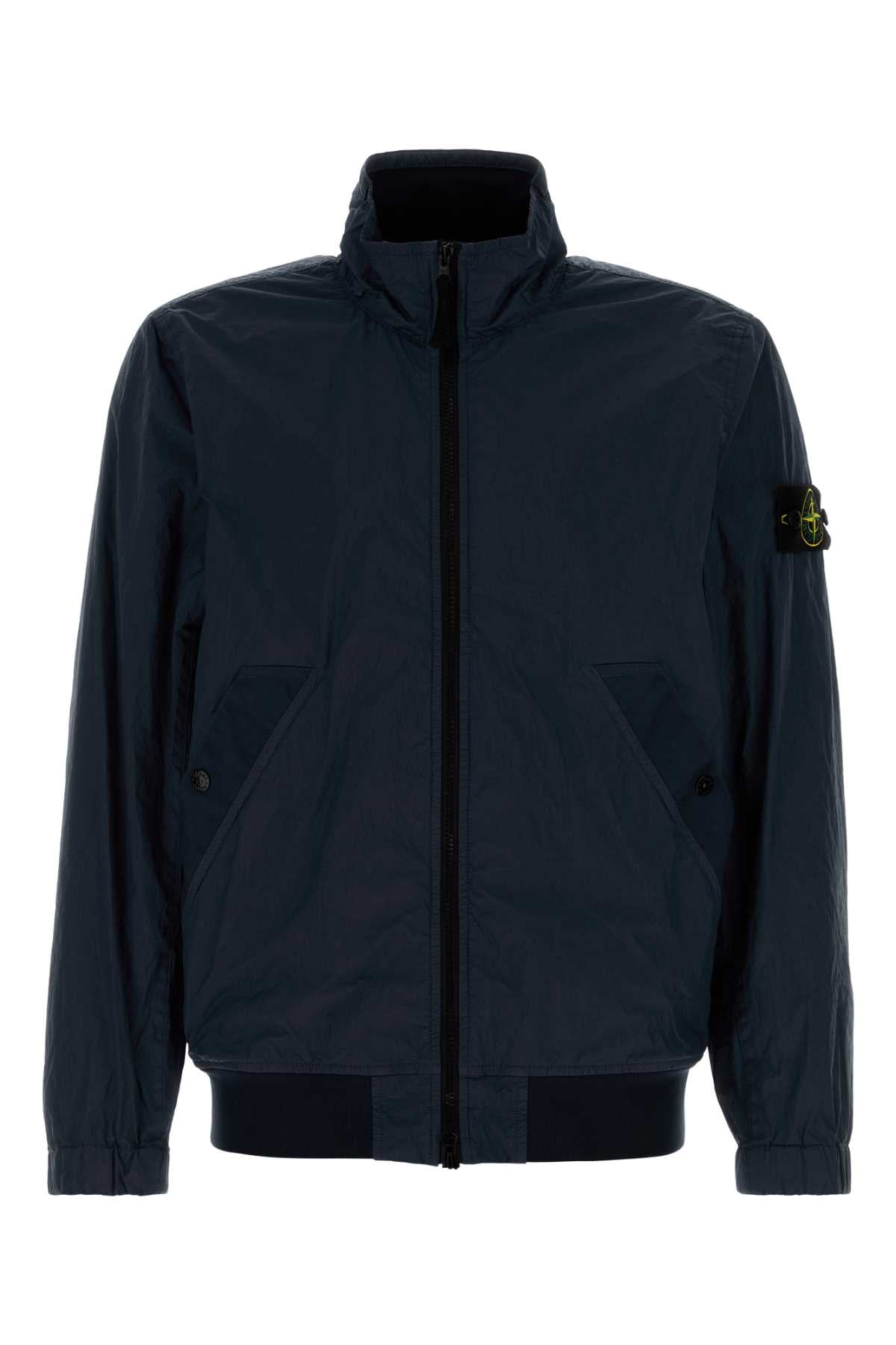 Stone Island Men Dark Blue Nylon Bomber Jacket STONE ISLAND