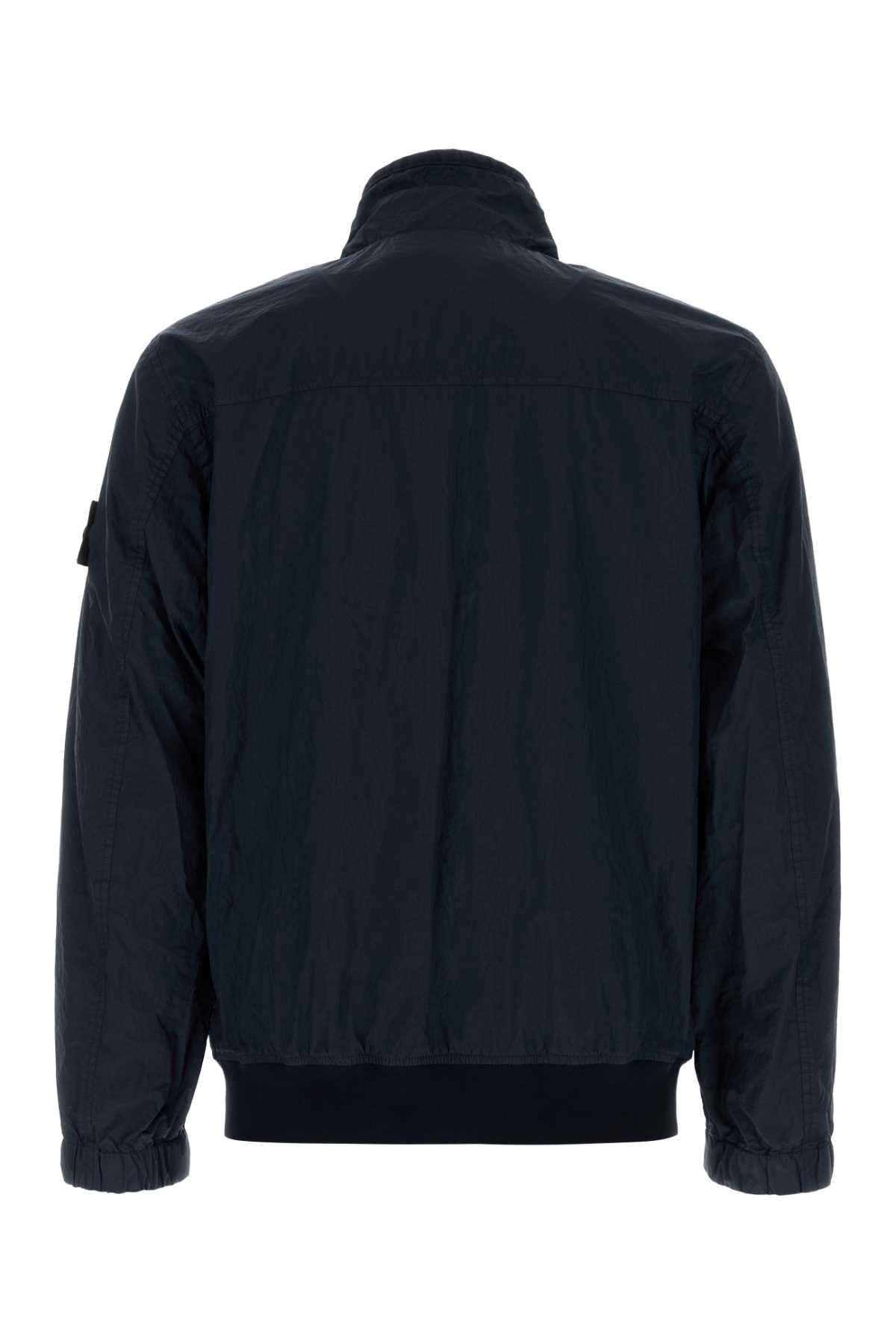 Stone Island Men Dark Blue Nylon Bomber Jacket STONE ISLAND
