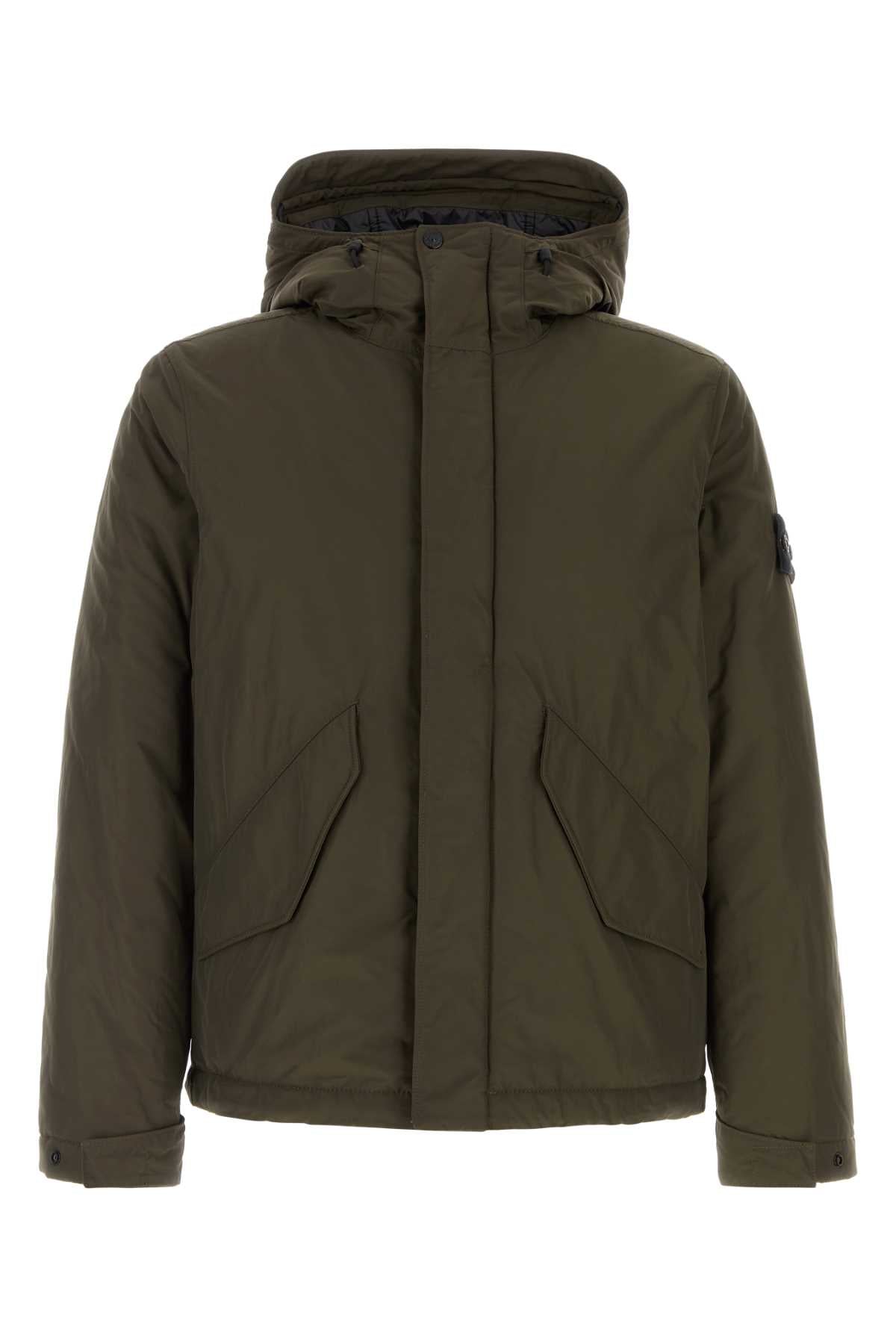 Stone Island Men Olive Green Polyester Blend Padded Jacket STONE ISLAND