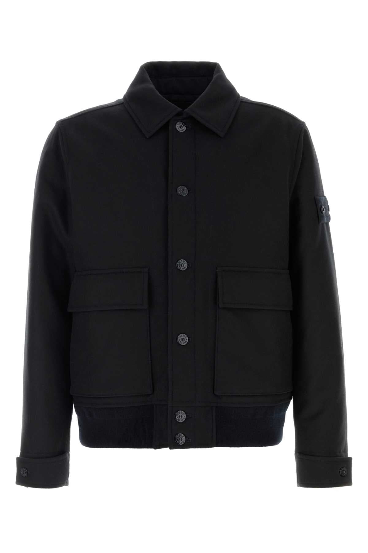 Stone Island Men Black Wool Blend Jacket STONE ISLAND