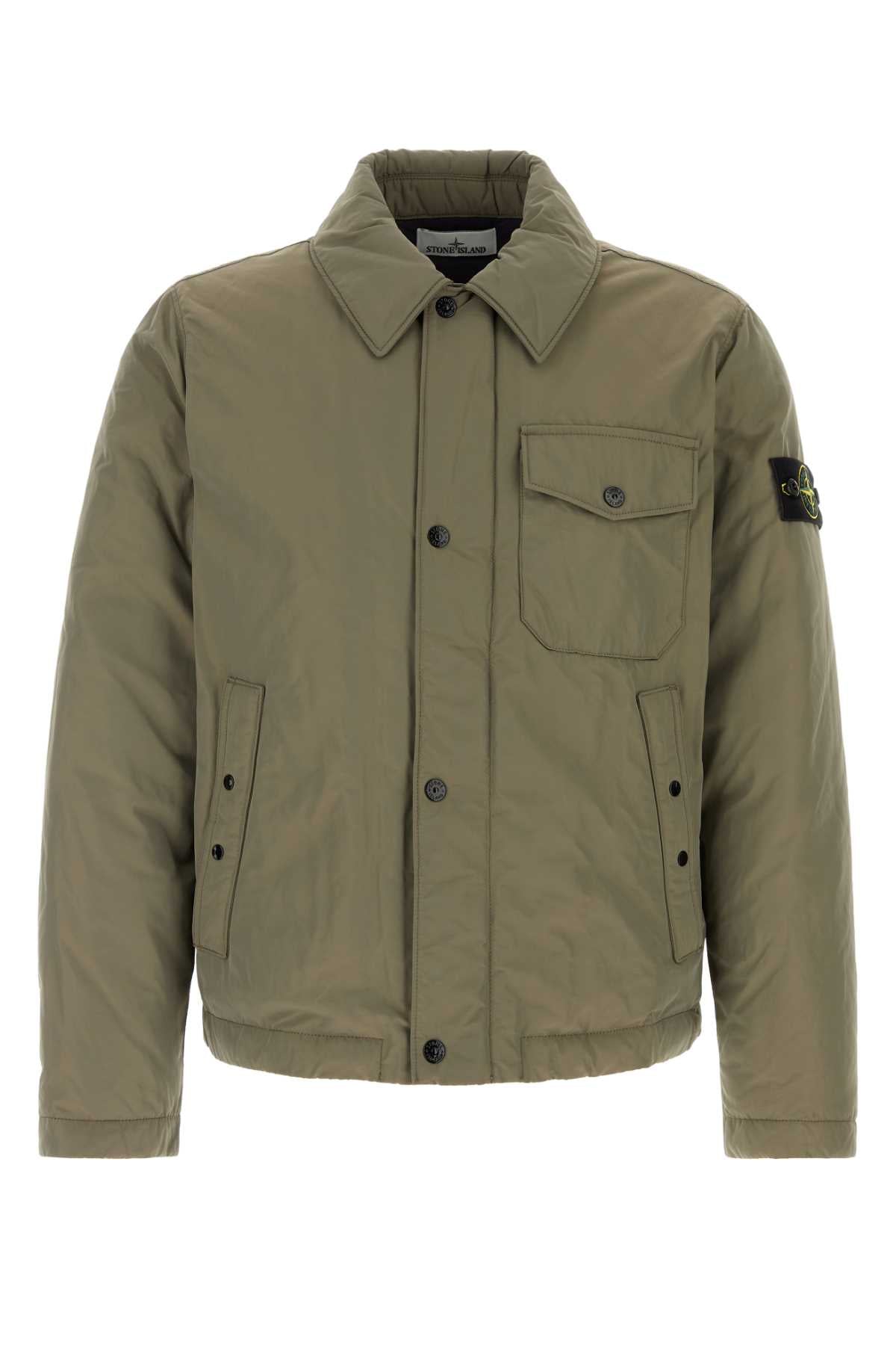 Stone Island Men Army Green Polyester Blend Down Jacket STONE ISLAND