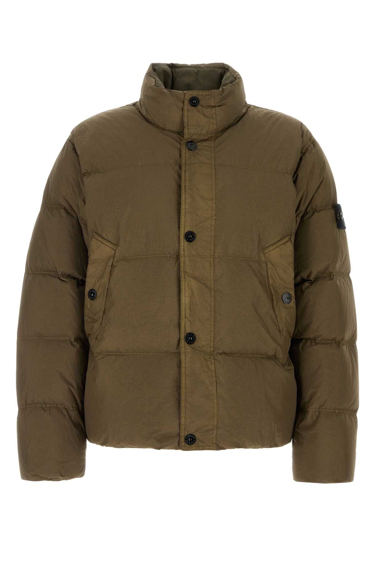 Stone Island Men Khaki Nylon Down Jacket STONE ISLAND