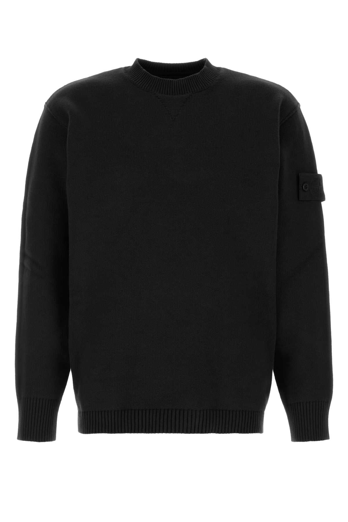 Stone Island Men Black Stretch Cotton Sweater STONE ISLAND