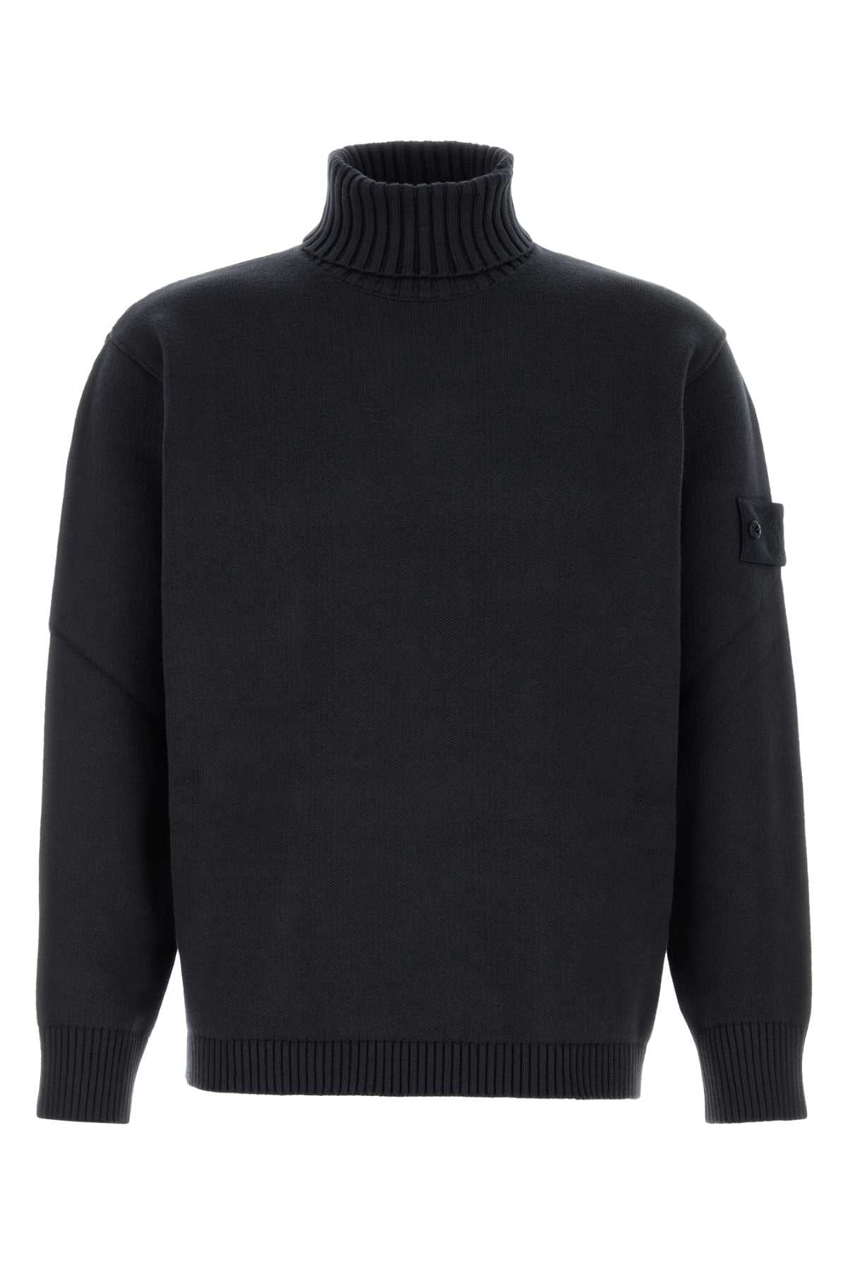 Stone Island Men Midnight Blue Stretch Cotton Sweater STONE ISLAND