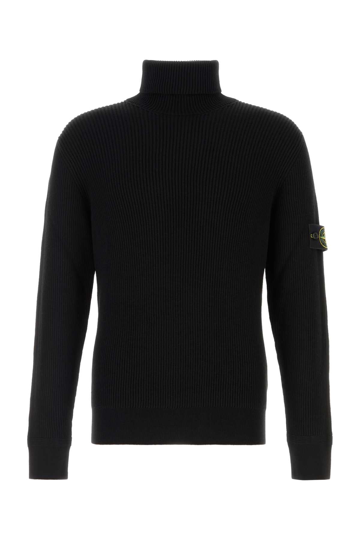 Stone Island Men Black Wool Sweater STONE ISLAND