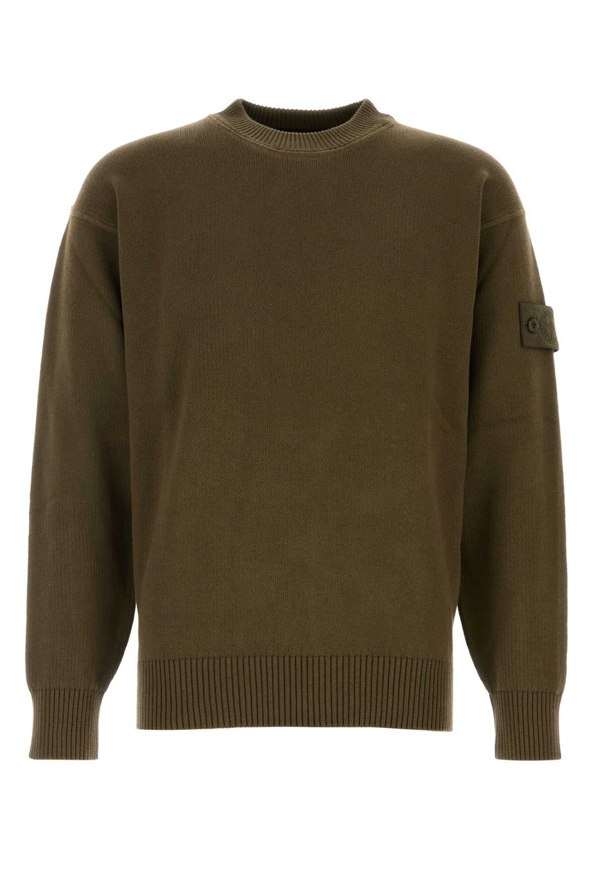 Stone Island Men Olive Green Cotton Blend Sweater STONE ISLAND