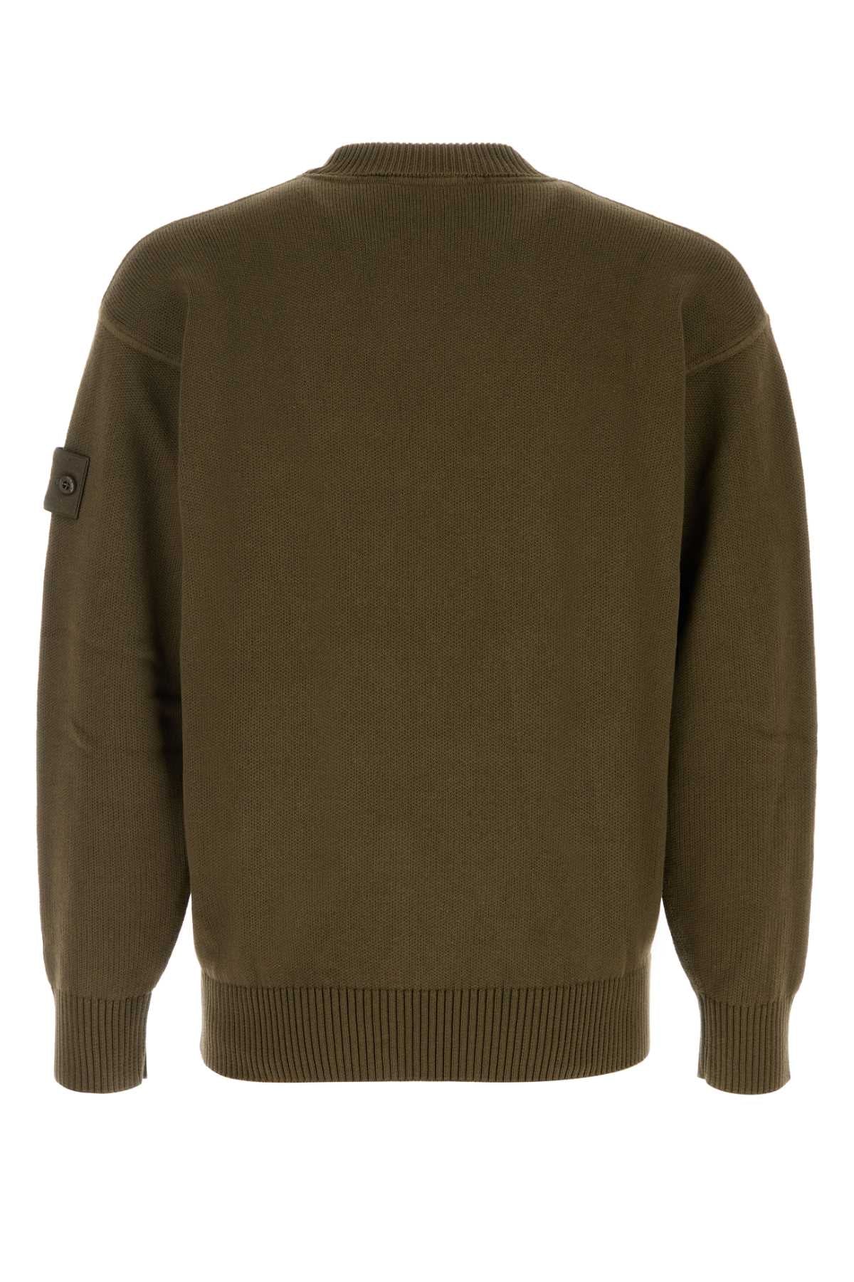 Stone Island Men Olive Green Cotton Blend Sweater STONE ISLAND