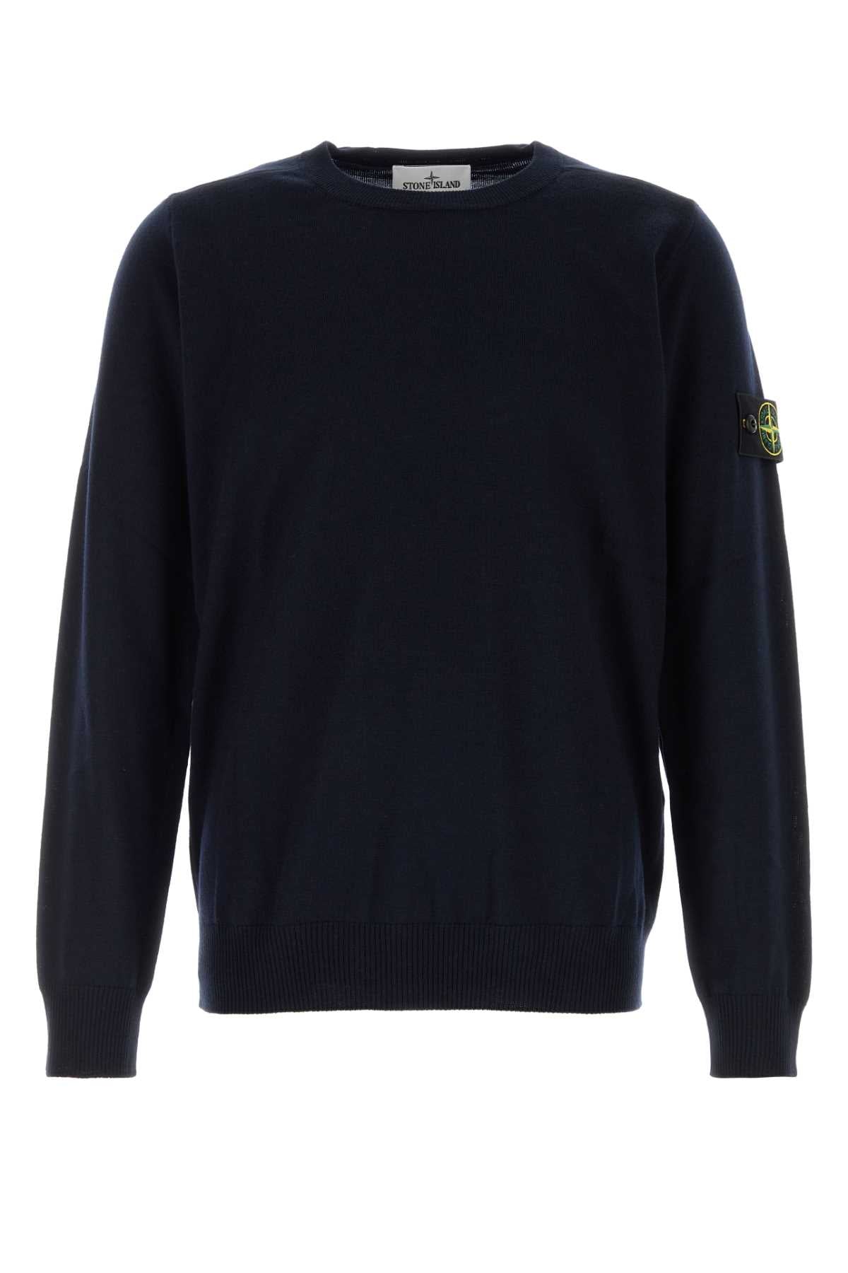 Stone Island Men Midnight Blue Wool Sweater STONE ISLAND
